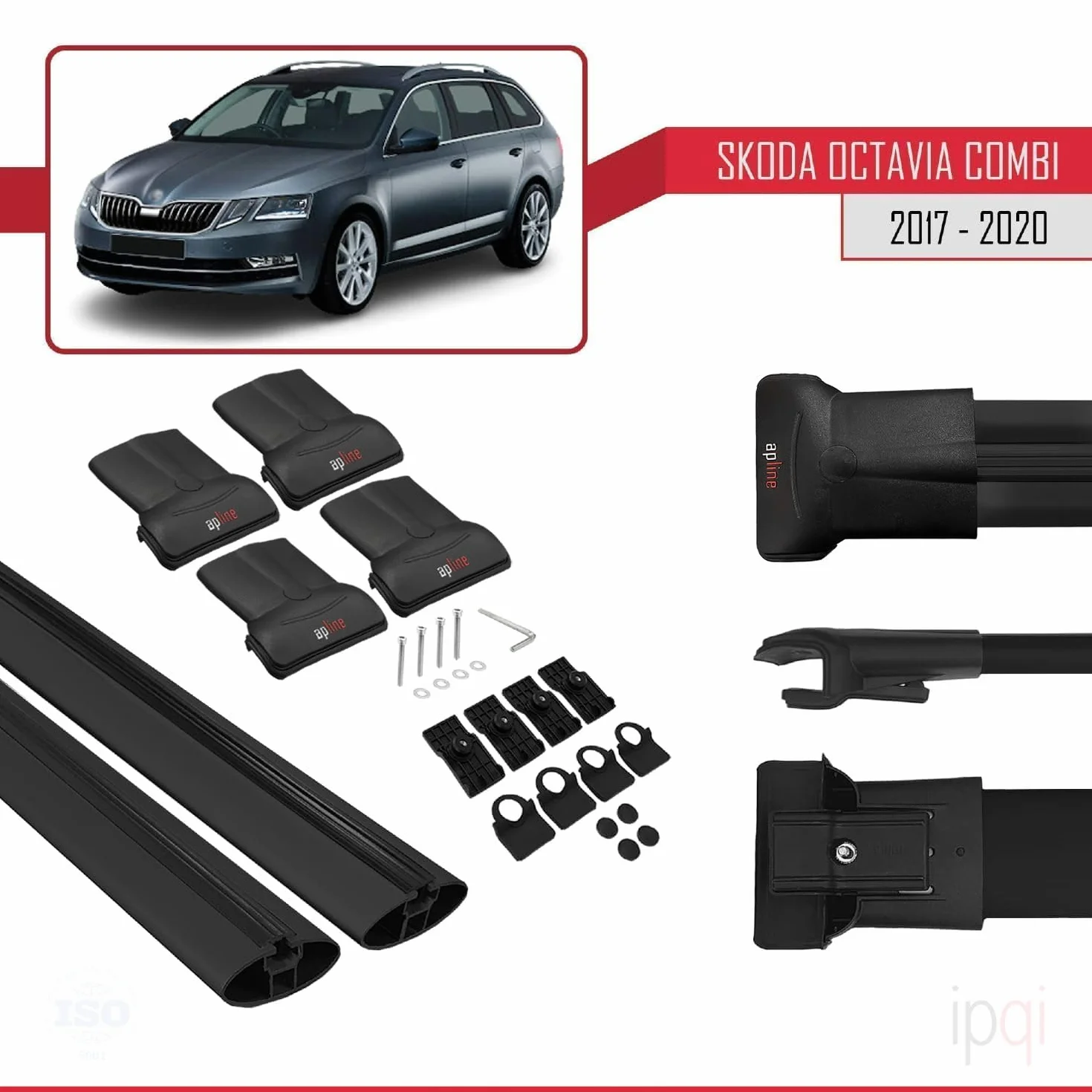 Bagażnik dachowy do Skoda Octavia 3 (5E) Combi 2017-2020, czarny aluminium 2 drążki