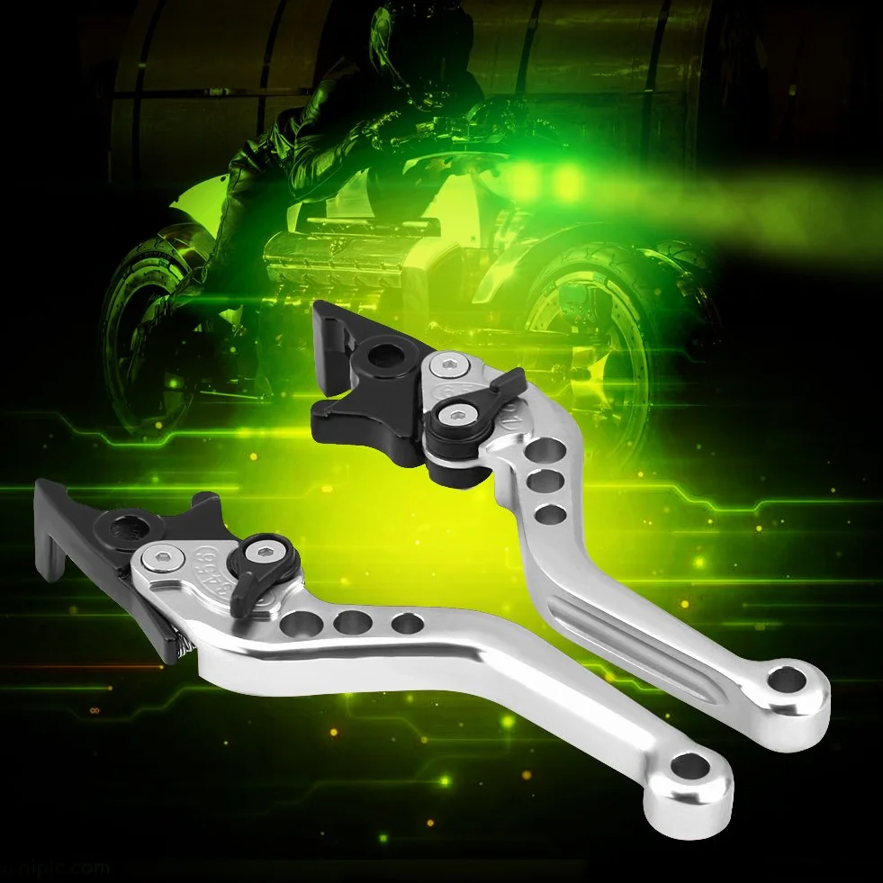 Qiilu 1 para CNC ze stopu aluminium modyfikacja motocykla podwójna dźwignia hamulca tarczowego (srebrny)