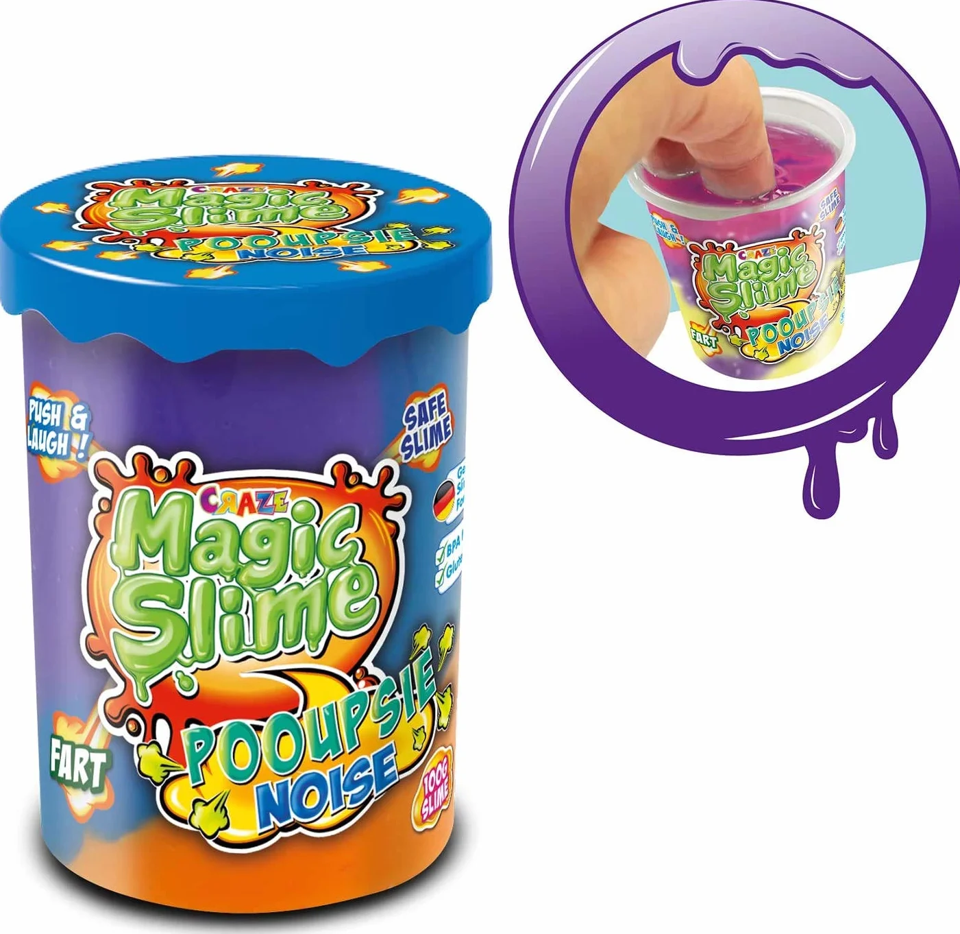 CRAZE Magic Slime POOUPSIE Noise 3 x zestaw grubych pompek śluzowych dla dzieci, 3 x 100 g, 31049, zestaw zabawek dla dzieci, 17,1 x 5,7 x 7,6 cm