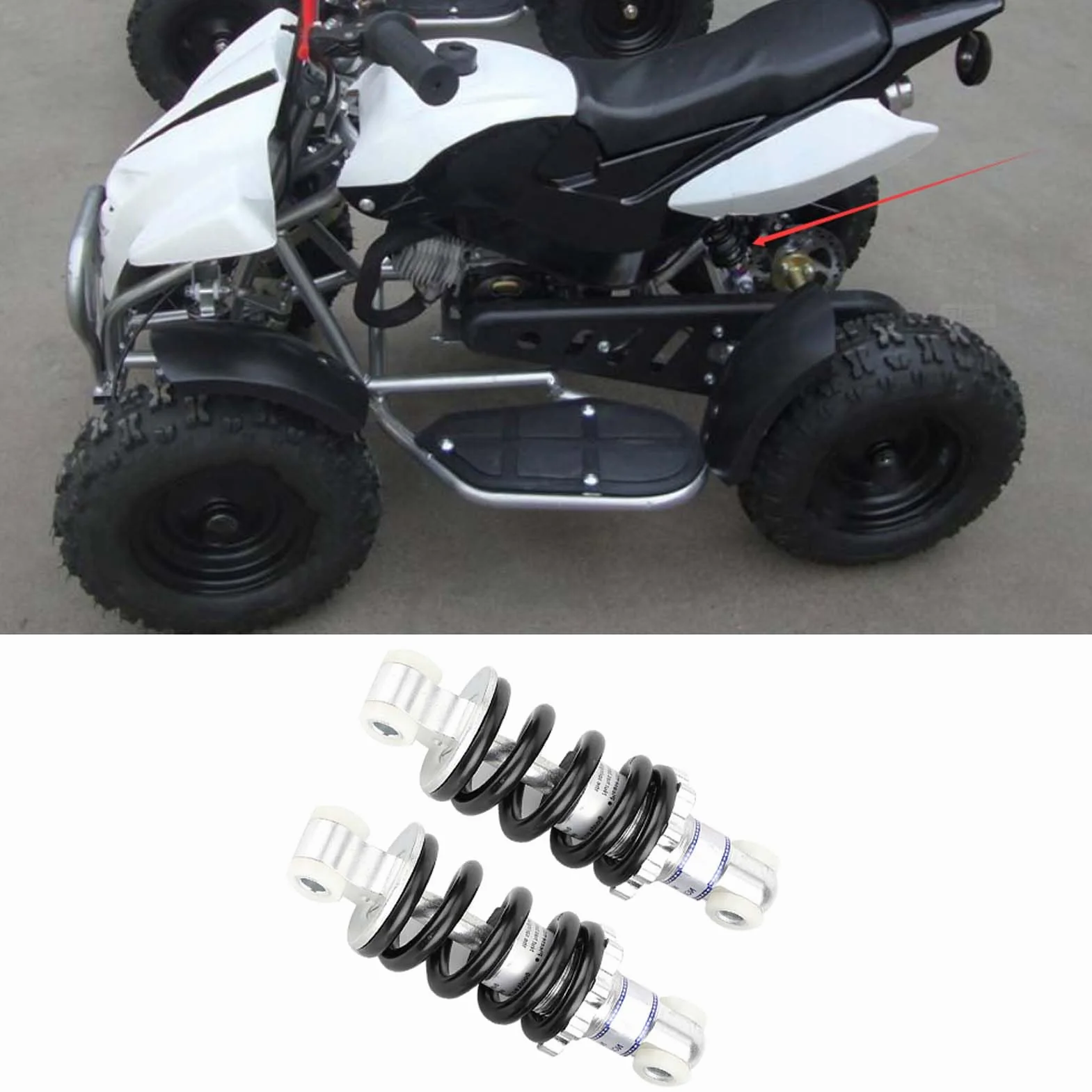 Tylny amortyzator, 2 sztuki, Quad 49 cm3, 125 mm, 750 lbs, tylny amortyzator, pasuje do skutera Atv Go-Kart 49 cm3