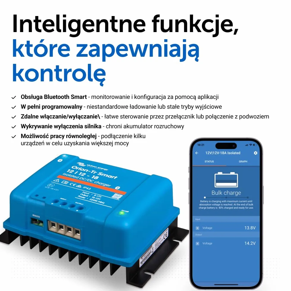 Victron Energy Orion-Tr Smart 12/12-Volt 18 amp 220-Watt Konwerter DC-DC, Izolowany (Bluetooth)