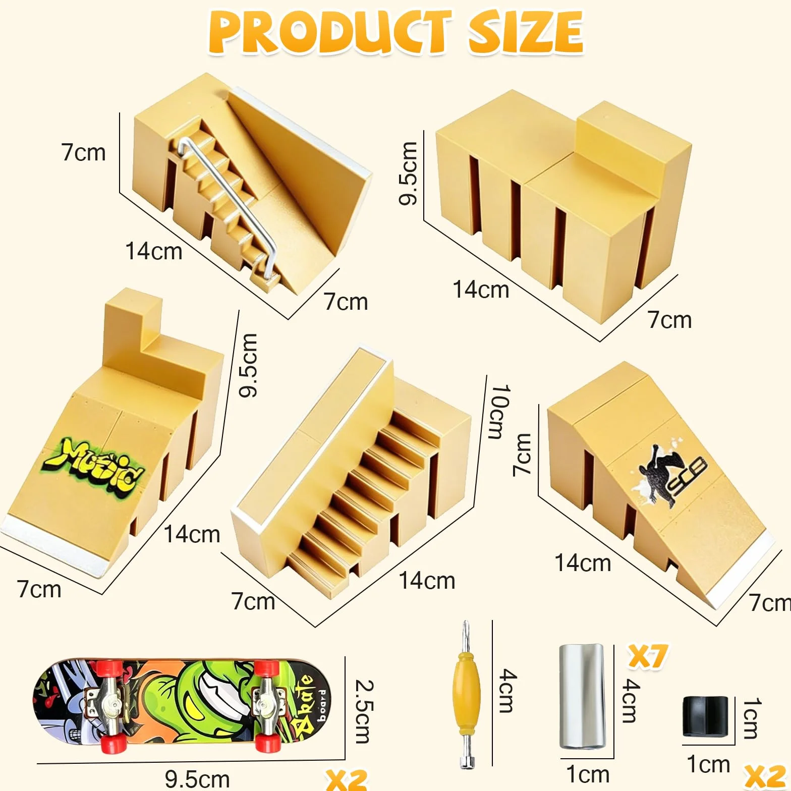 Zestaw 5 w 1 Finger Skate Park Kit, Samodzielny montaż Zestaw rampy na podstrunnicę, Mini Skate Park Deck, na Desktop Skate Park, Edukacyjne Zabawki Finger Prezent