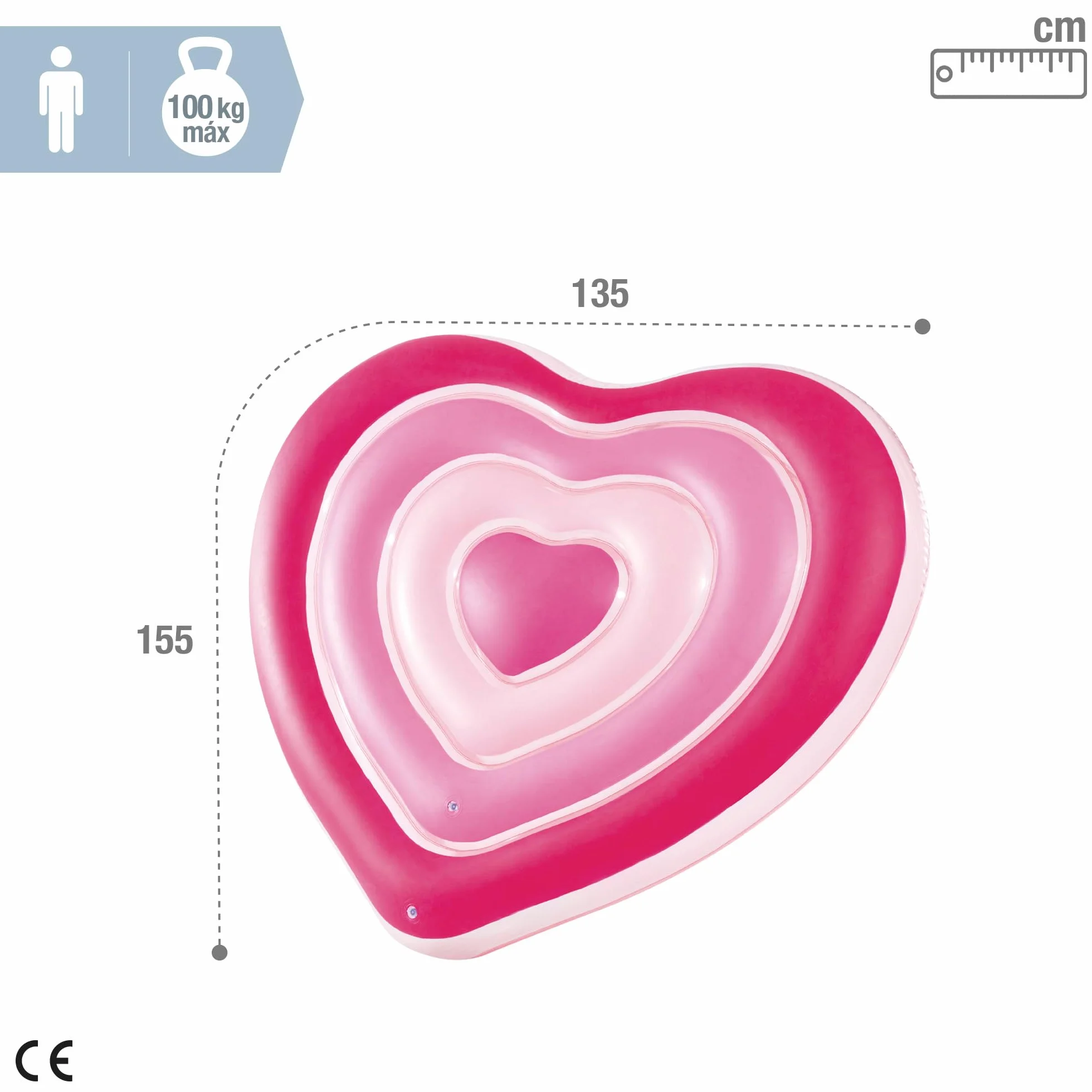 Intex Sweetheart Float, napompowany rozmiar: 1,55 m x 1,35 m x 25 cm (58727EU)