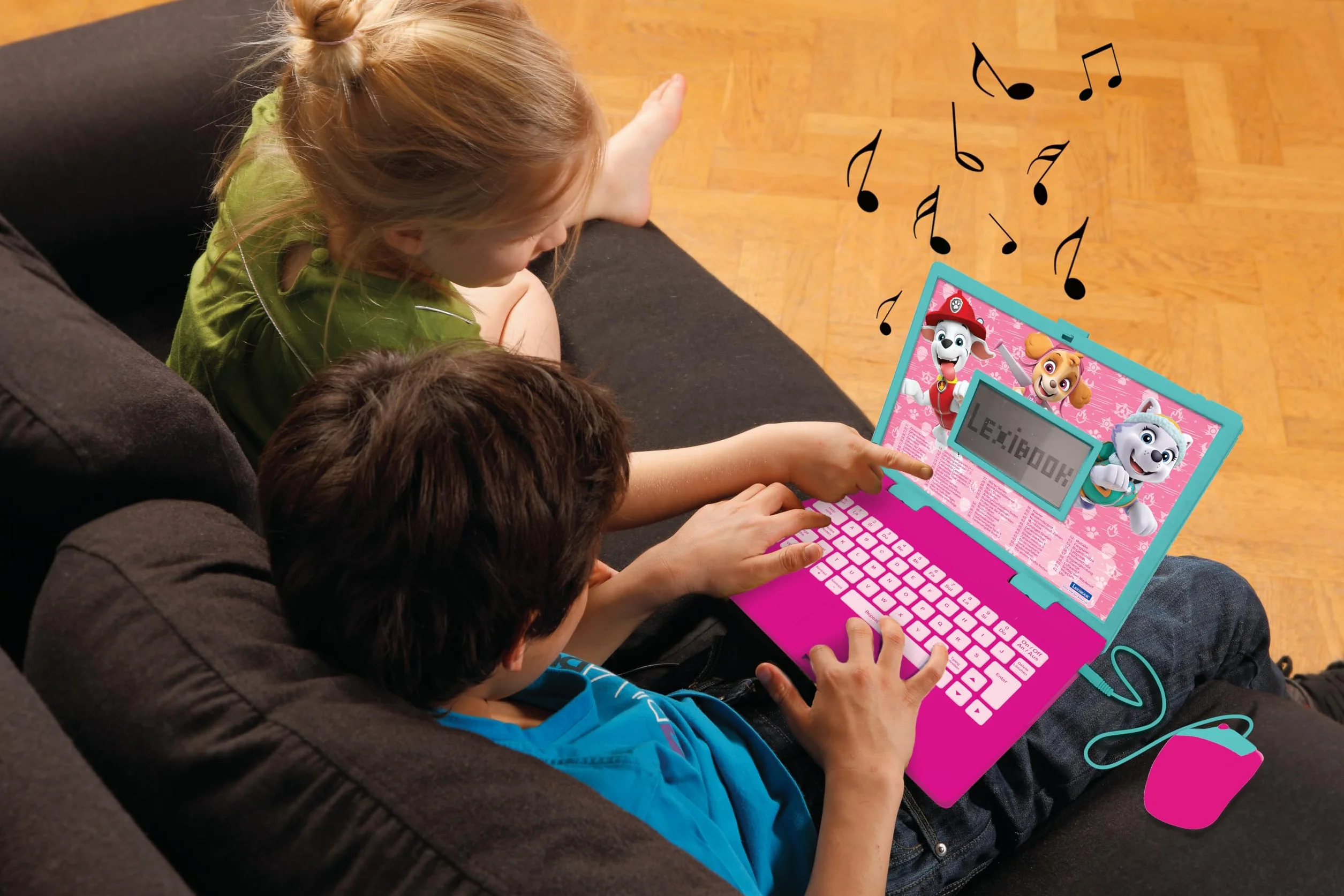 Lexibook Psi Patrol, pedagogiczny i dwujęzyczny laptop w języku angielskim/niemieckim, zabawka dla dzieci z 124 aktywnościami do nauki, grania w gry i muzykę, różowy, JC598PAGi3