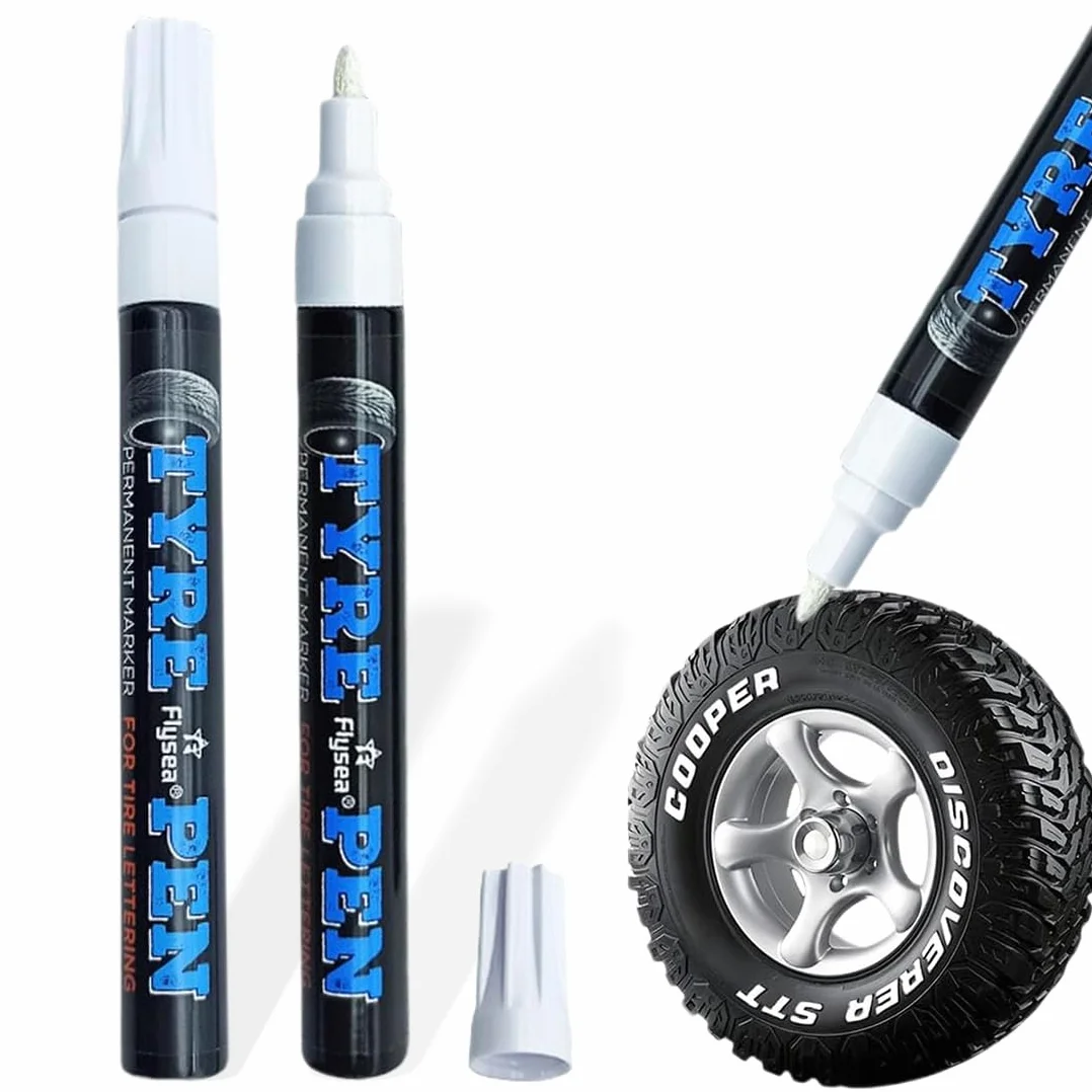 2 sztuki wodoodporny biały marker do opon biały długopis do lakieru opon, markery do opon, do kamienia, drewna, płótna, opon i tekstyliów