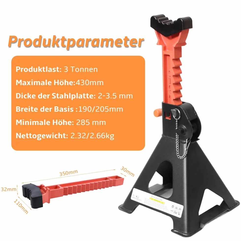 Melko Podpora samochodowa 3000KG 3t 9-stopniowa z regulacją wysokości 28 cm żeliwo