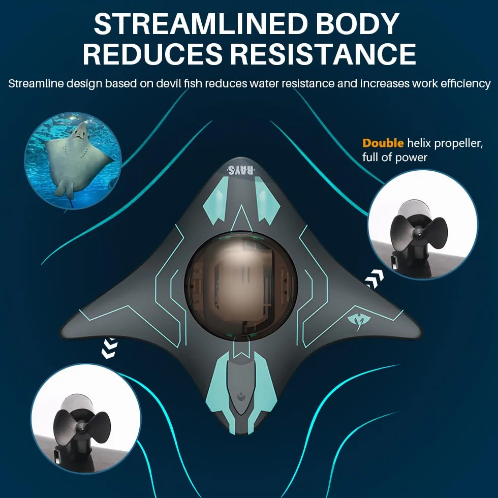 OBEST Pilot zdalnego sterowania, zabawka wodna z kamerą High Definition, lampki LED, obsługa aplikacji, regulowany kąt kamery, statek kosmiczny