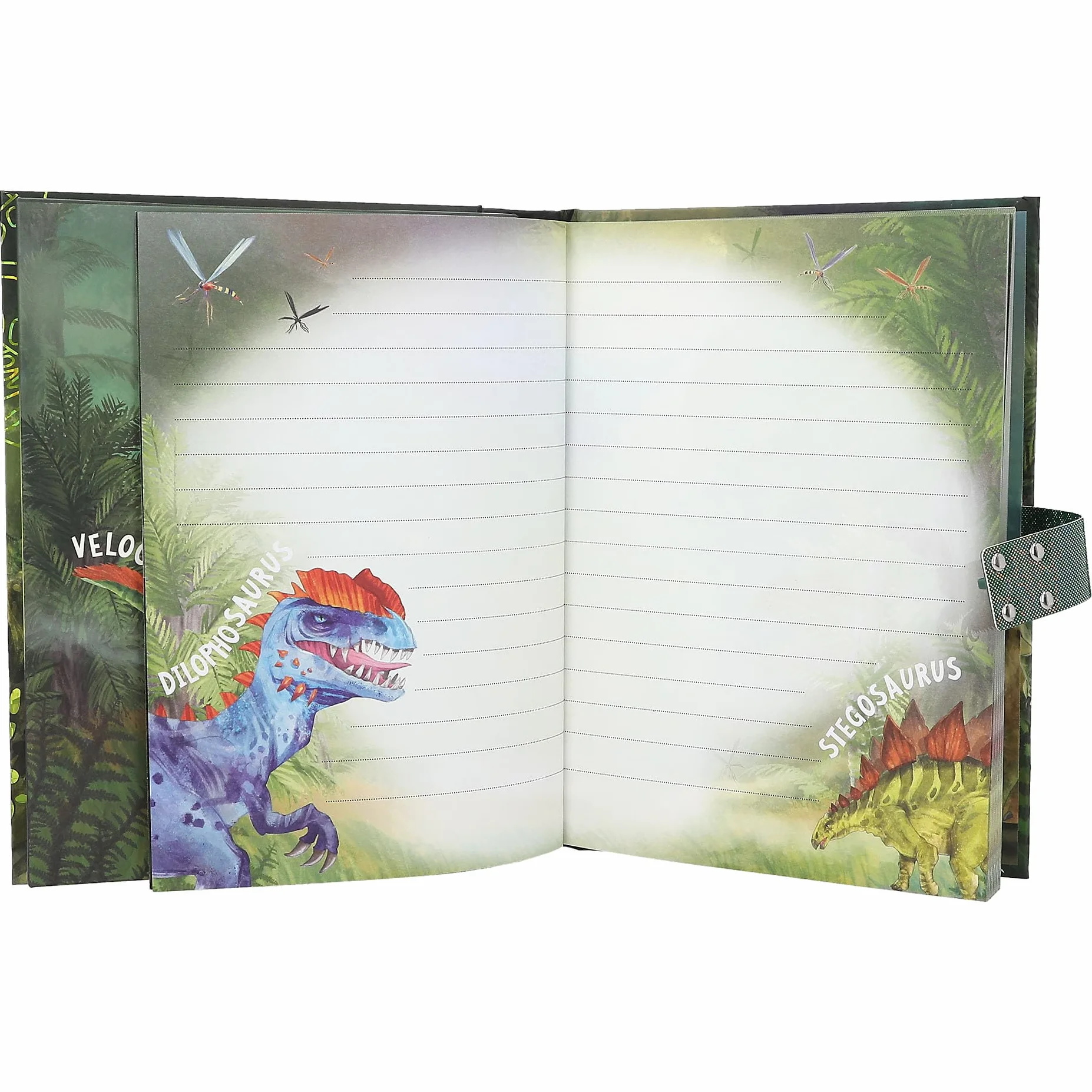 Depesche 12407 Dino World - Dziennik z kodem cyfrowym i dźwiękiem, książka z motywami dinozaurów i 80 kolorowych ilustrowanych stron w linie