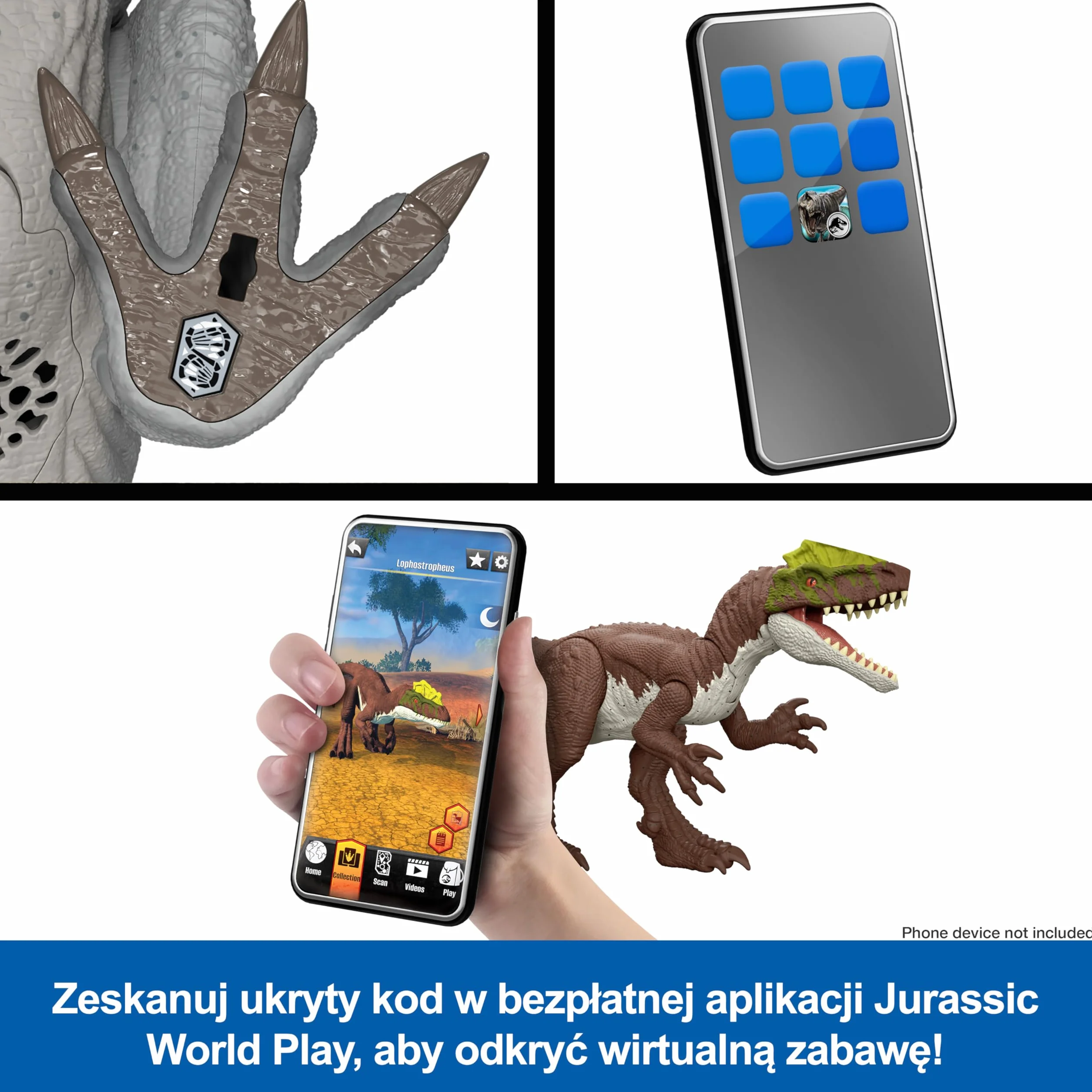 Mattel Jurassic World Rebirth Odrodzenie Ankylozaur Ryczący dinozaur Figurka dinozaura z wielokierunkowym atakiem paszczą i dźwiękiem, do ustawiania w różnych pozach, zabawka dinozaur, JGB90
