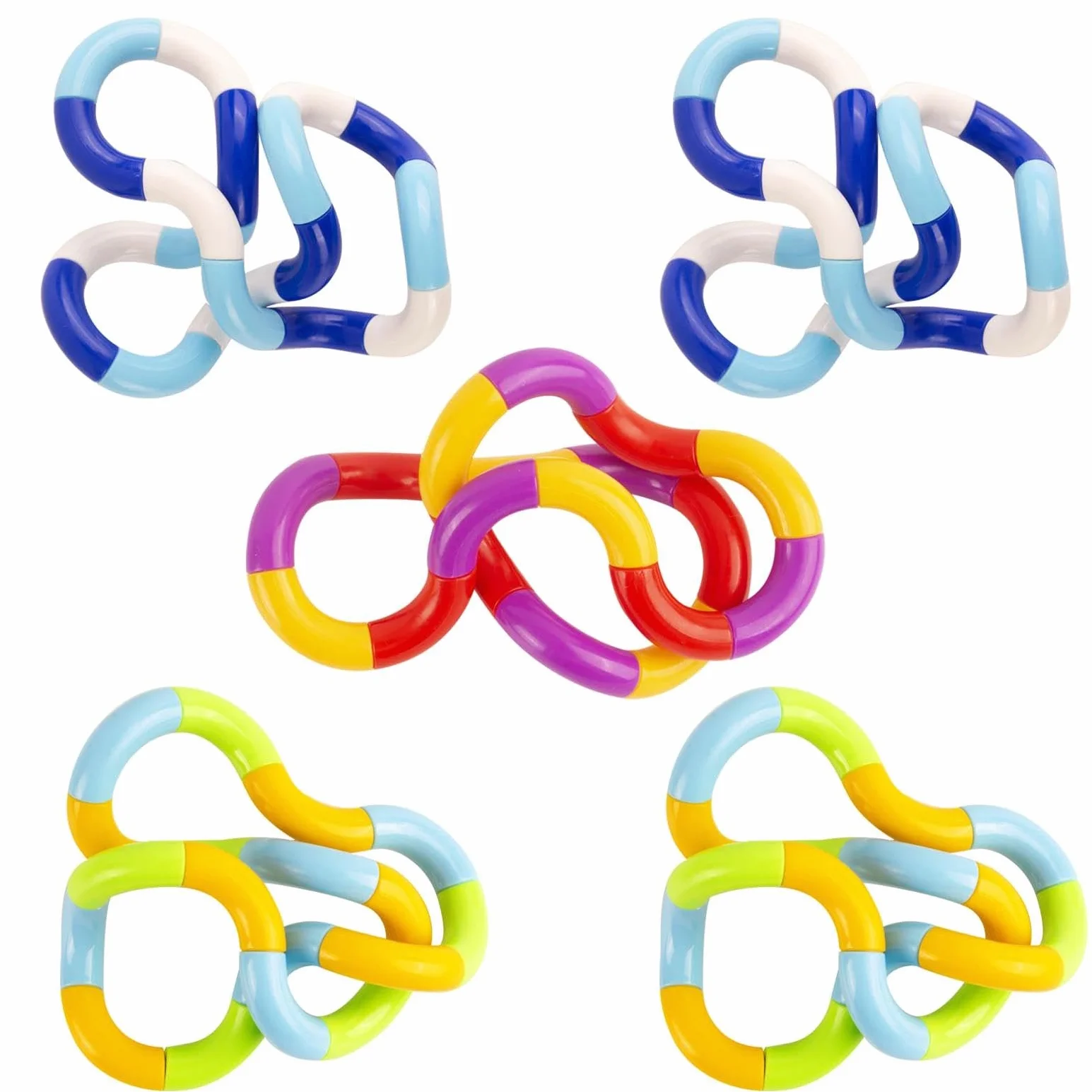 GWAWG 5 szt. Tangle Fidget Toy Twisty Toy wąż zabawki dekompresja stres ulga cicha dla dzieci i dorosłych