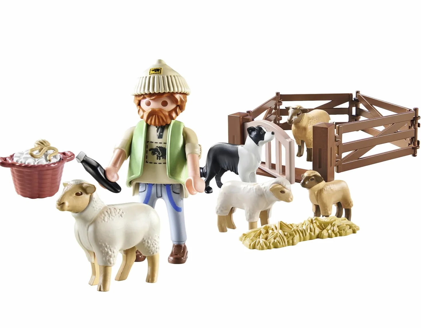 PLAYMOBIL Country 71444 Młody owczarz z owcami, border collie, maszynką do strzyżenia owiec i słomą. Zabawne i pomysłowe odgrywanie ról, zabawki dla dzieci w wieku od 4 roku życia