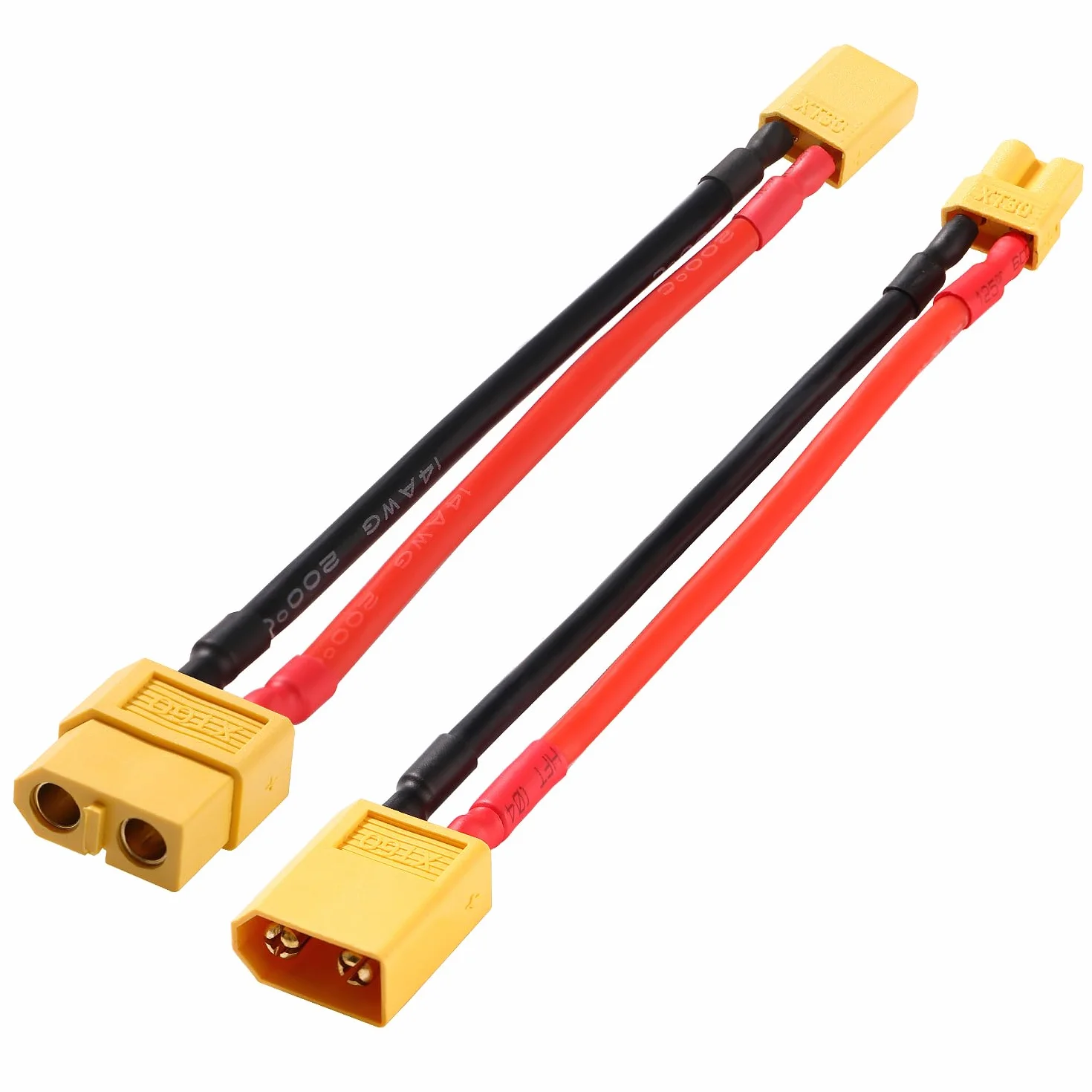 YIXISI Adapter Złącza Męskiego XT30 na Żeńskie XT60 i Adapter Złącza Męskiego XT60 na Żeńskie XT30, z Kablem Silikonowym 10 cm 14AWG, do Samochodowego Drona Lipo NiMH RC FPV Drone