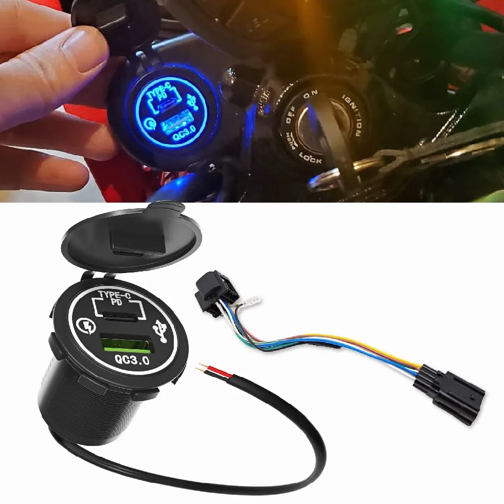 Motocykl USB Quick Charge 3.0 Type-c PD podwójny port USB zestaw kompatybilny z Honda Hunter Cub 125 Tail125 CT125 2019-2024