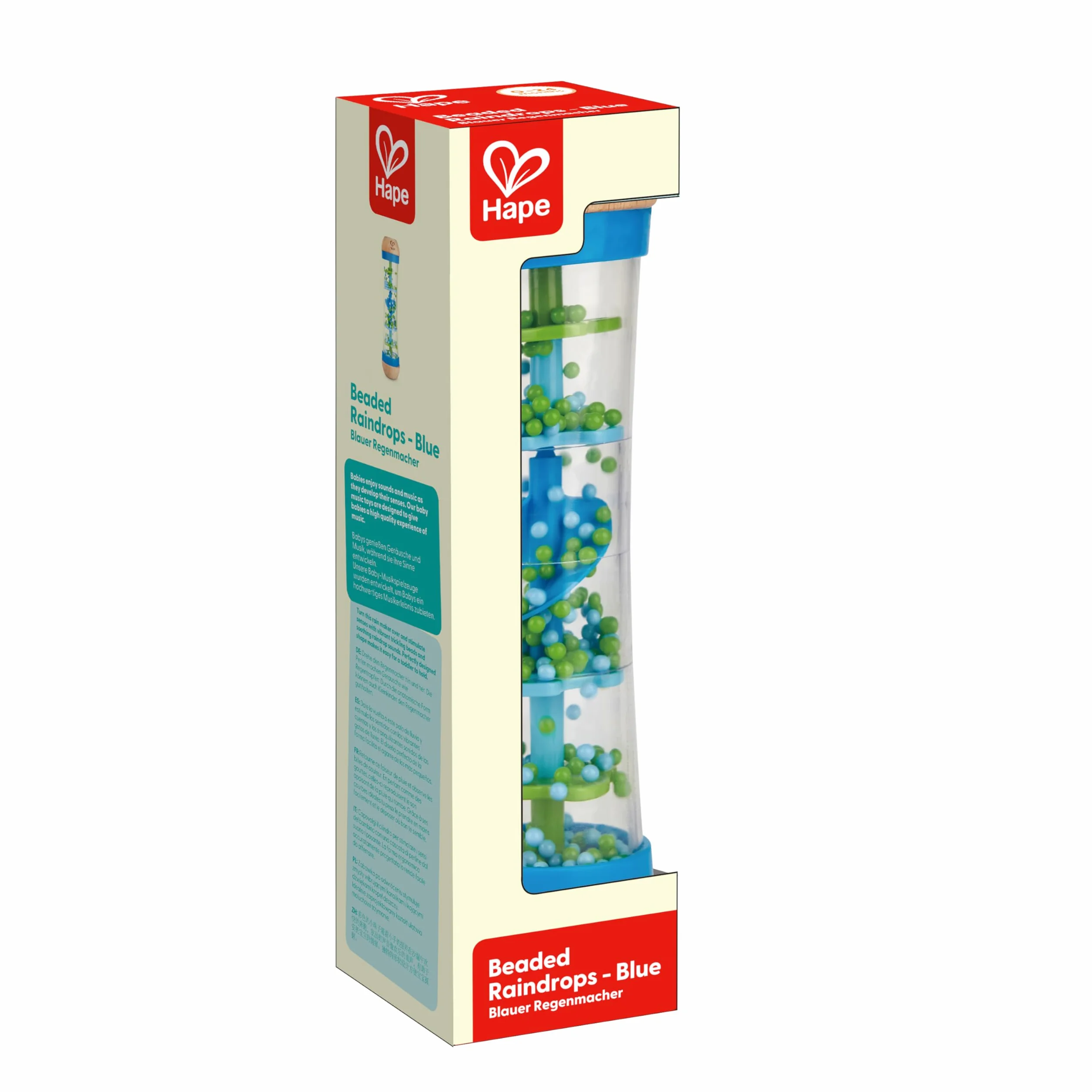 Hape Rainmaker , Mini Rattle Wooden Rainmaker Toy, Blue