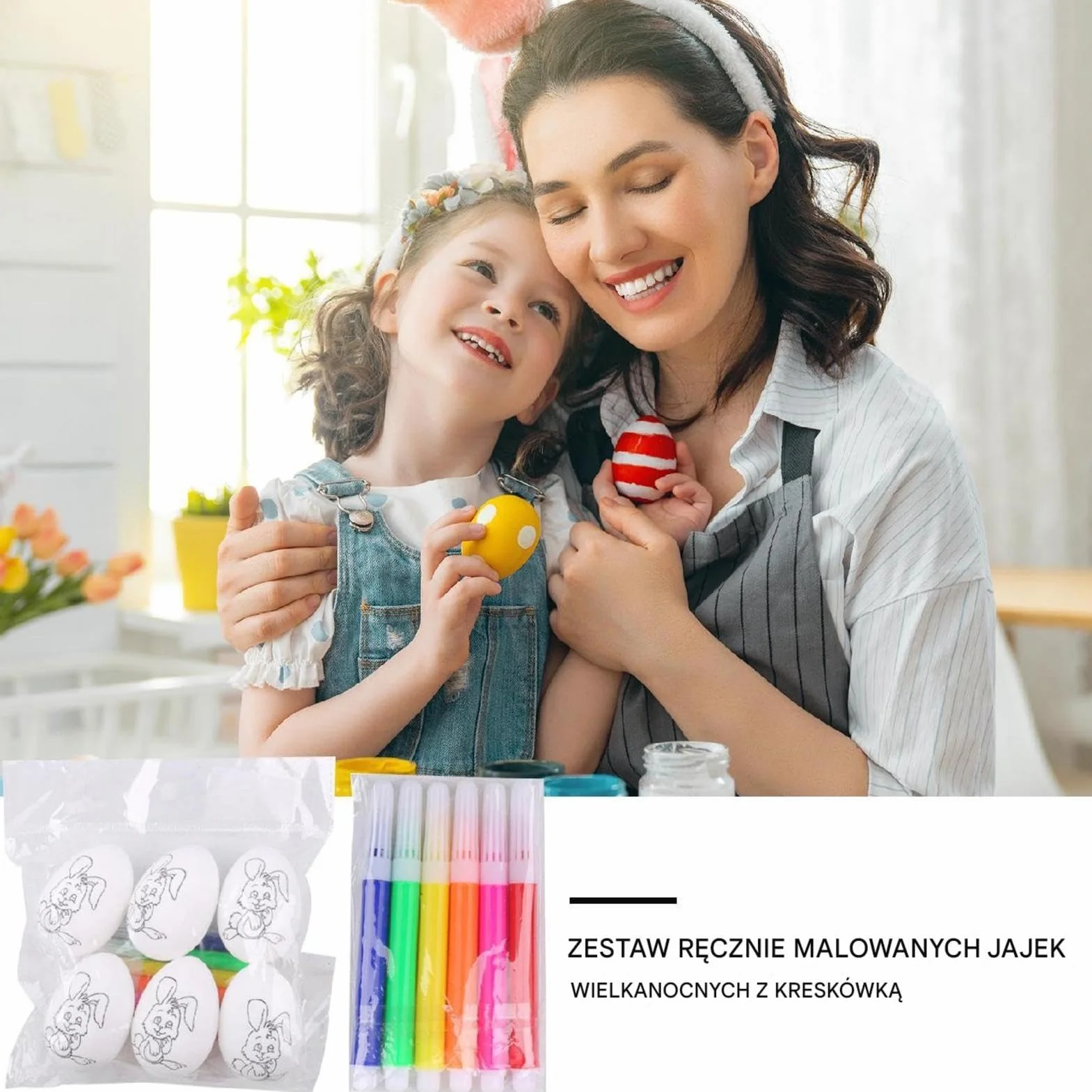 Easter Egg Painting Kit, Arts and Crafts Dye Coloring Set, 6x Easter Egg Hunt Activity, 2.36x1.57x1.57 Inches Creative Spring Basket Stuffers for Girls and Boys