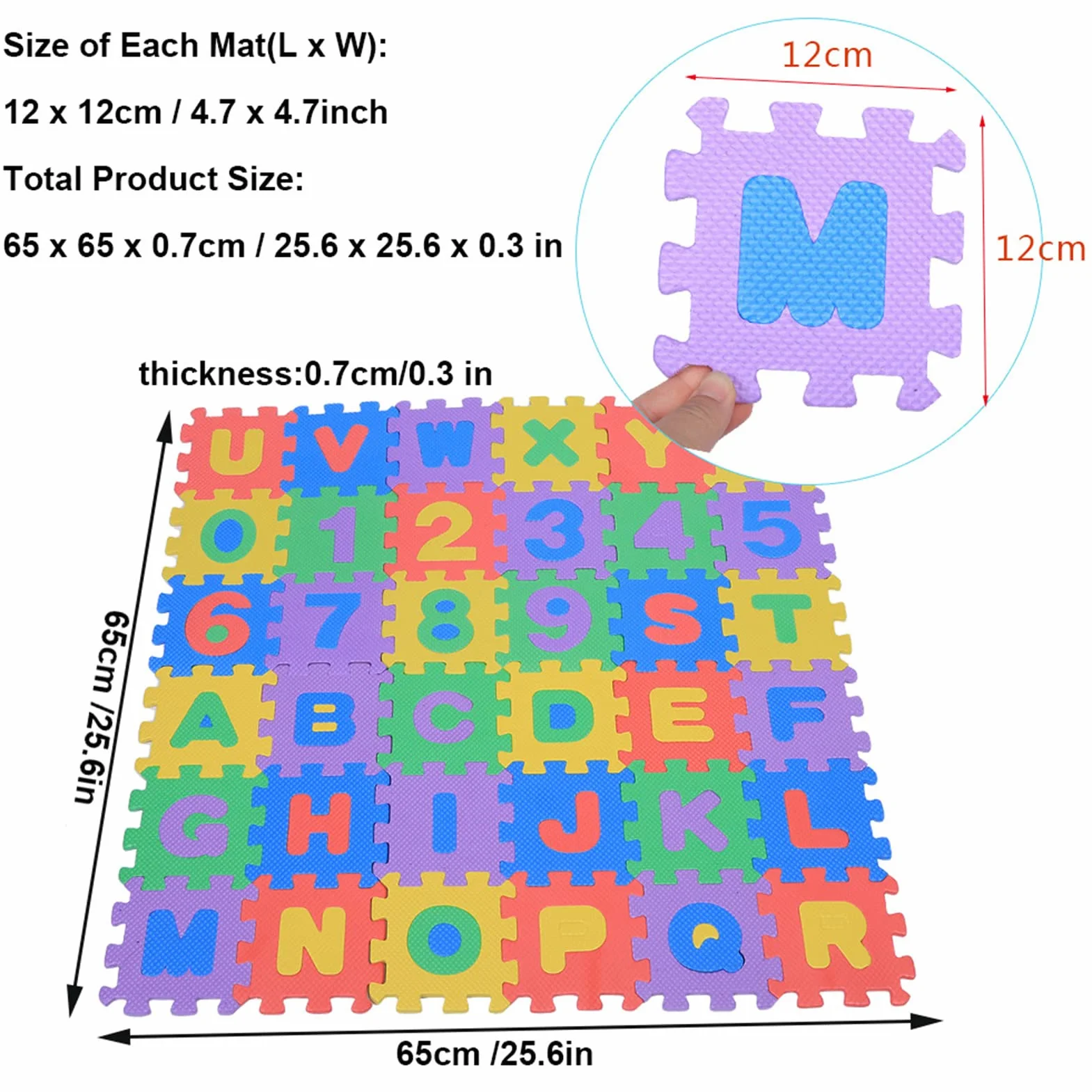 36-częściowa mata do zabawy z miękkiej pianki EVA, cyfry, litery, puzzle, maty do zabawy, wykładziny podłogowe, maty kwadratowe, maty do zabawy dla niemowląt i