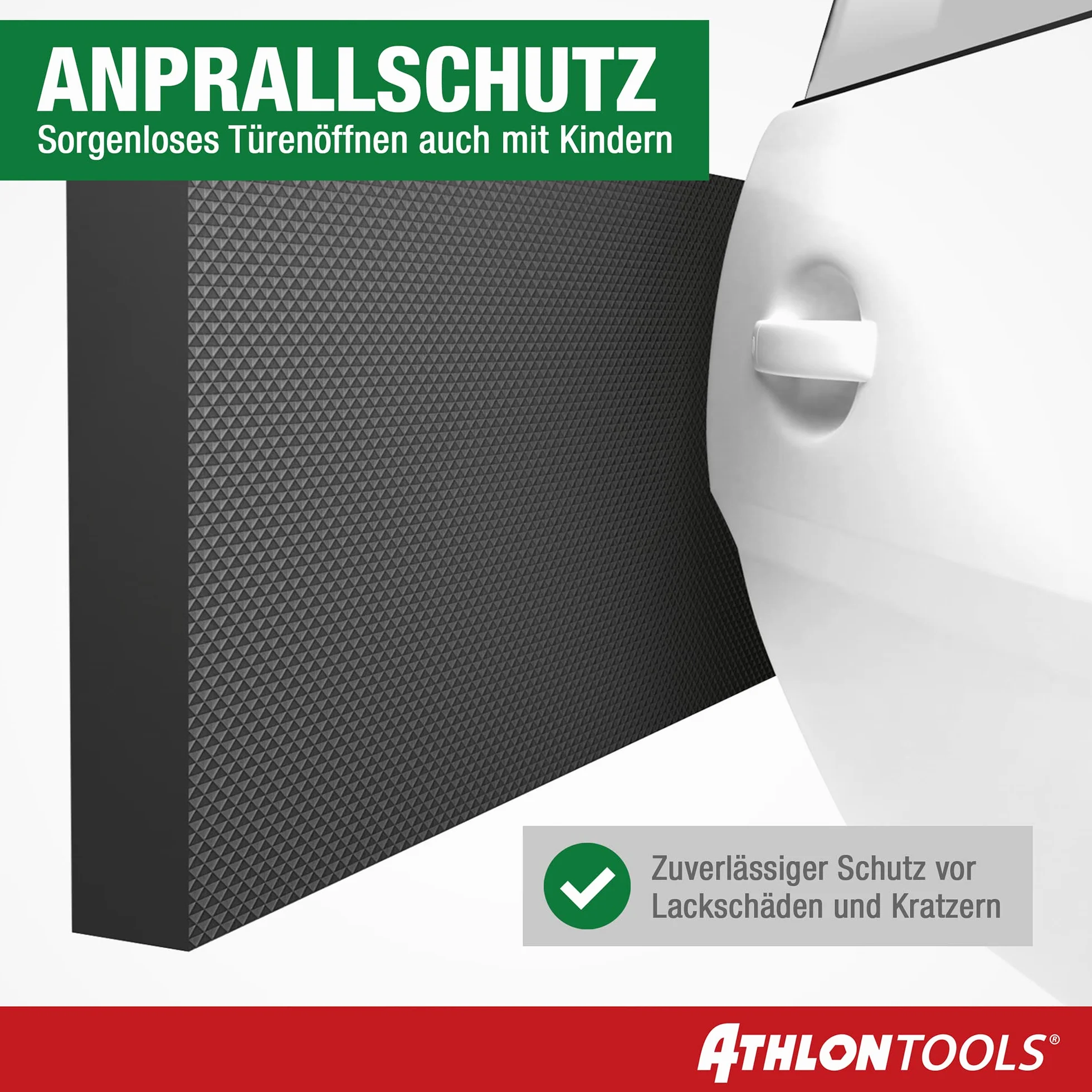 ATHLON TOOLS MaxProtect Premium 4 x samoprzylepna ochrona ściany garażowej, 40 x 20 x 2,0 cm, ochrona przed uderzeniami, ochrona krawędzi drzwi (czarny)