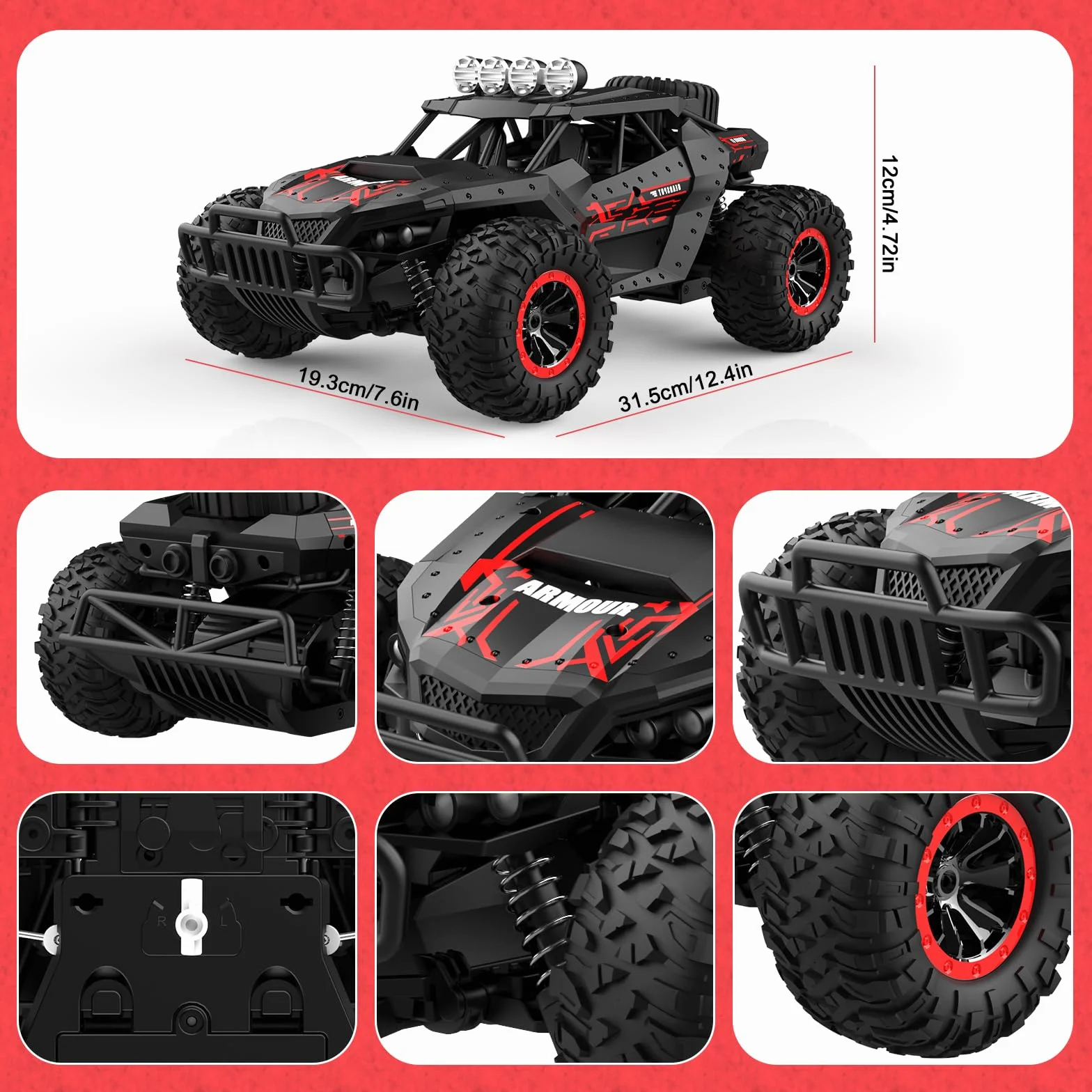 Zdalnie sterowany samochód offroad dla chłopców, na zewnątrz, z 2 akumulatorami, 70 minut, skala 1:16, RC Buggy 25 km/h, 2,4 GHz, zdalne sterowanie radiowe, samochód wyścigowy, Crawler Truck, samochód