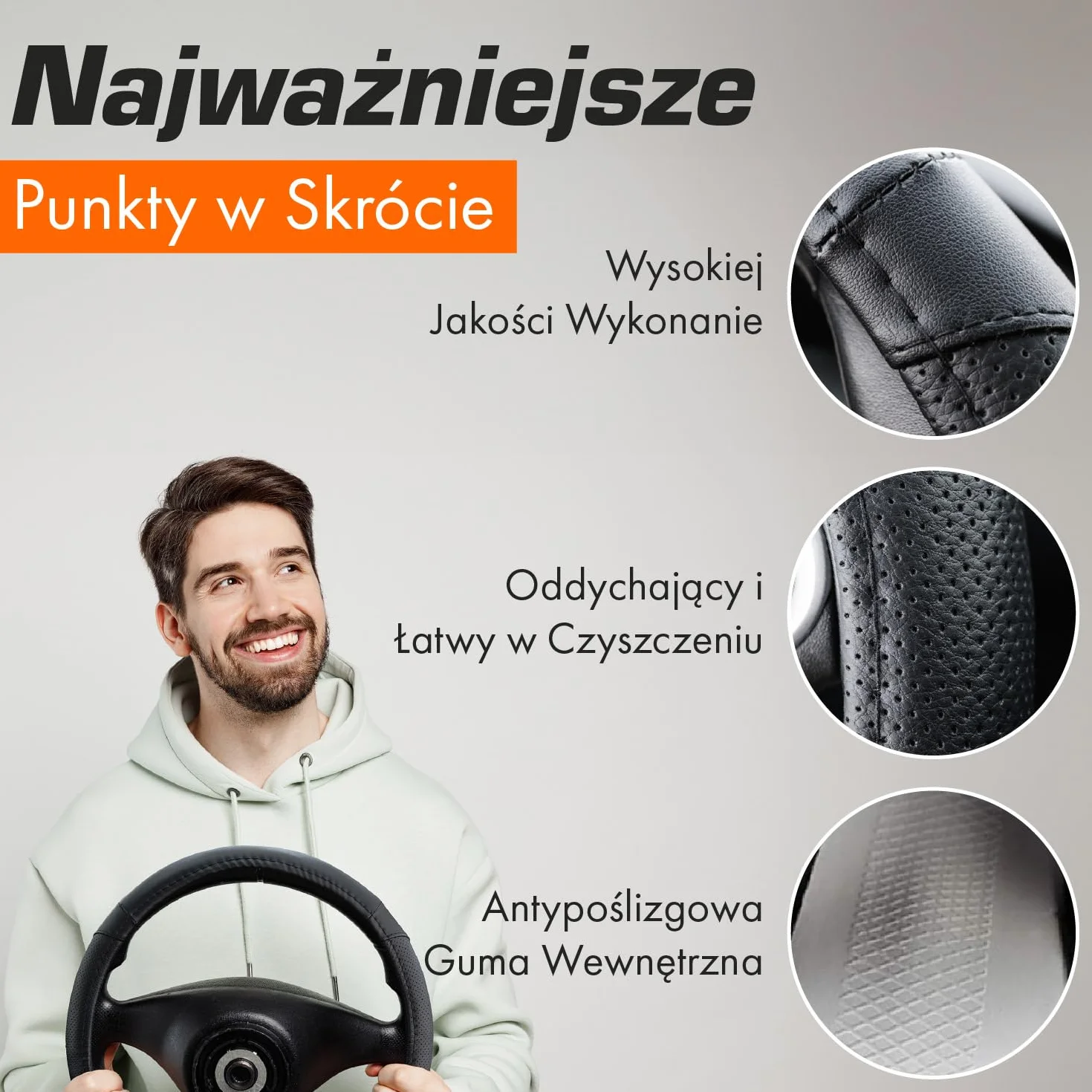Upgrade4cars Pokrowiec na kierownicę w kształcie D, czarny Uniwersalny osłon kierownicy Akcesoria samochodowe
