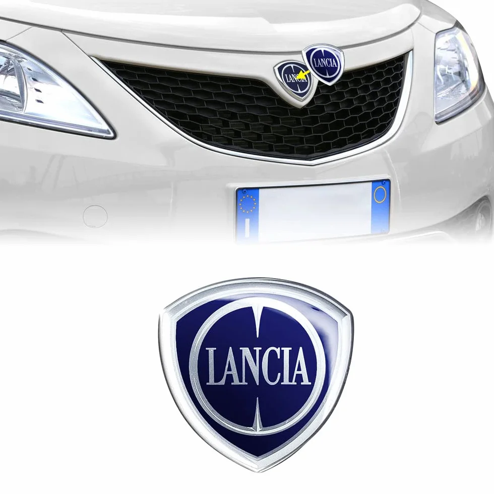 Lancia 21262 Oficjalna naklejka 3D z logo na Ypsilon, przód, 58 x 60 mm