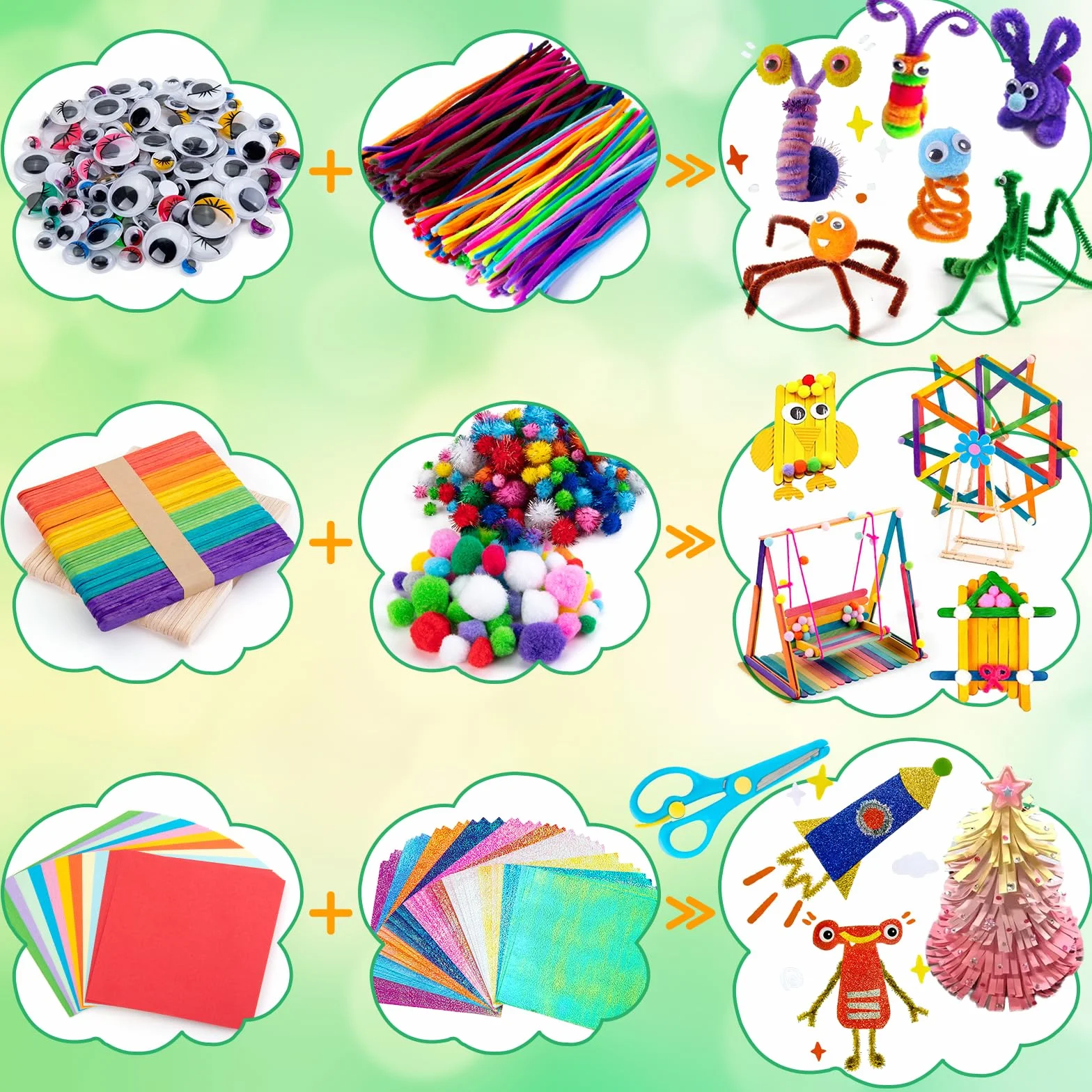 Sundaymot Bastelset Kids, DIY Kreatywny Scrapbooking Basteln Koffer do rzemiosła z czyścicielem piwek, zestaw rzemiosła dla dziewcząt chłopców 3+ lata Prezenty