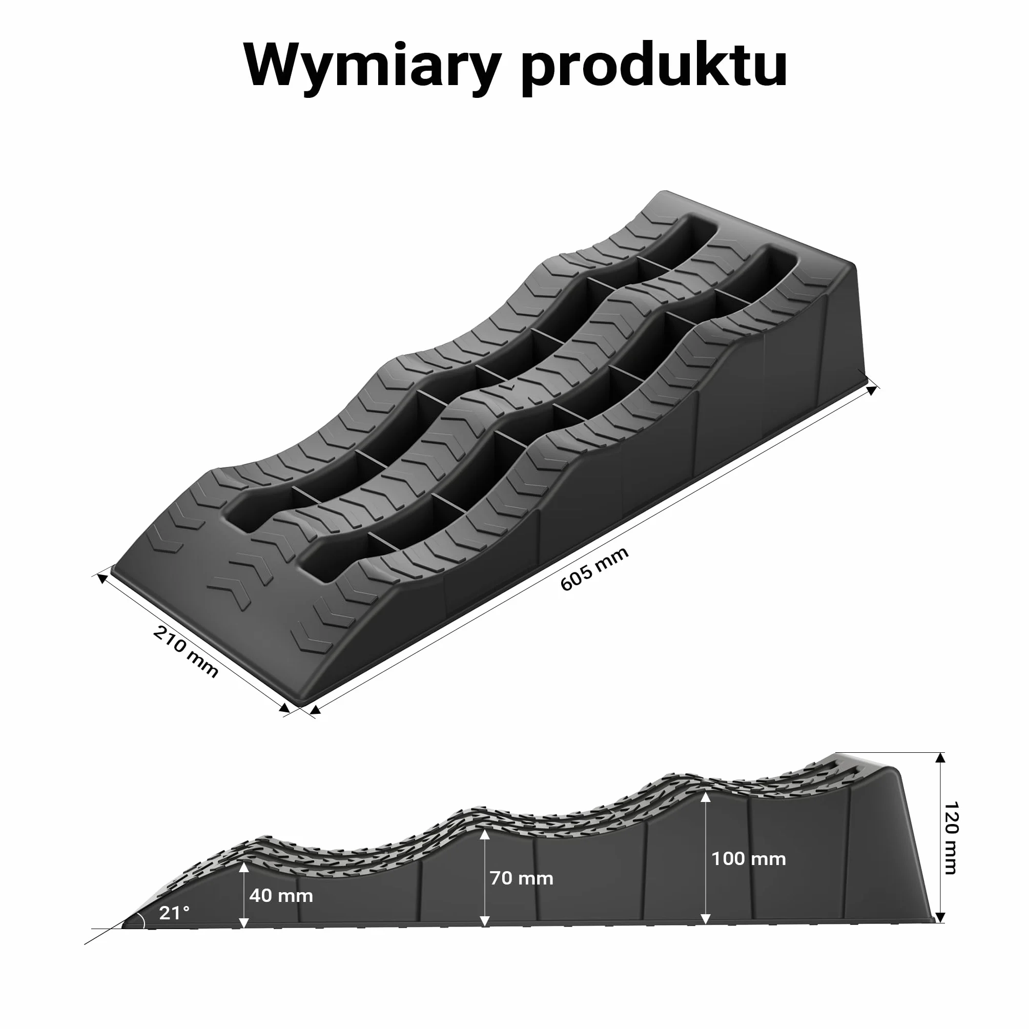XPOtool Kliny pod koła przyczepy kempingowej 2 szt. do 3,5 t, z antypoślizgowego tworzywa HDPE, rampy poziomujące 3-stopniowe z torbą