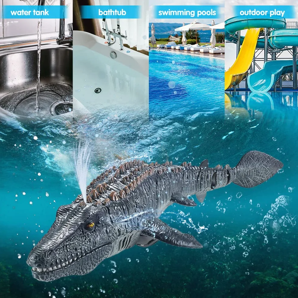 LICHENGTAI Pilot zdalnego sterowania zabawka dinozaur, łódź dinozaurów, podwodna elektryczna łódź wyścigowa RC, prezent na basen dla dzieci i dorosłych