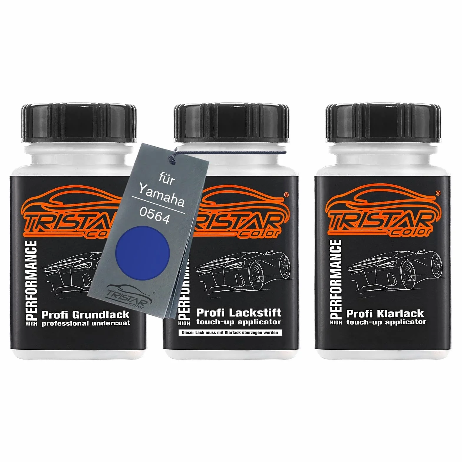 TRISTARcolor Lakier do motocykli Zestaw sztyftów do retuszu dla Yamaha 0564 Deep Purplish Blue Perl lakier bazowy bezbarwny 50ml kazdy