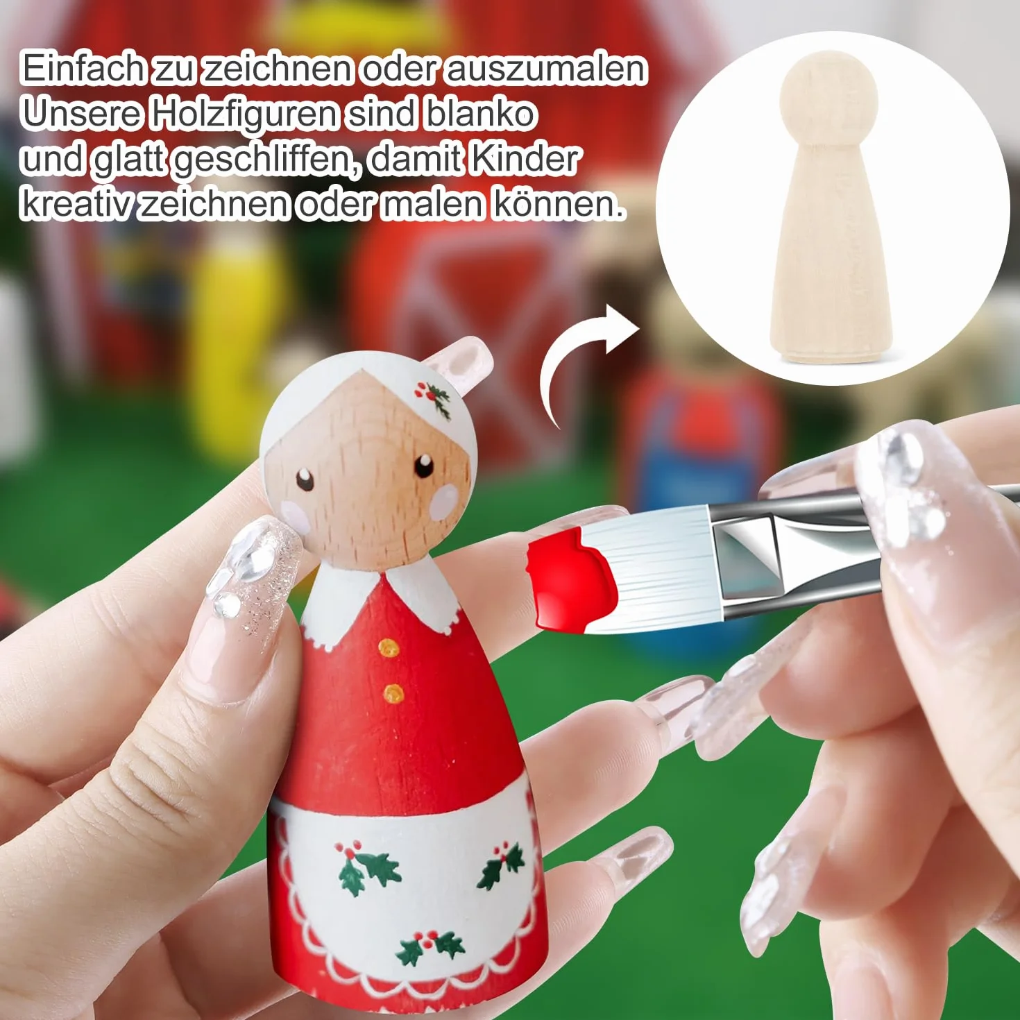 ENUTROF Peg Doll Drewniane Figury Malowane Drewniane Figurki 50 szt. Kolorowanki Lalki do DIY Artystyczne i Malowane Dekoracje Życie Ślub Urodziny