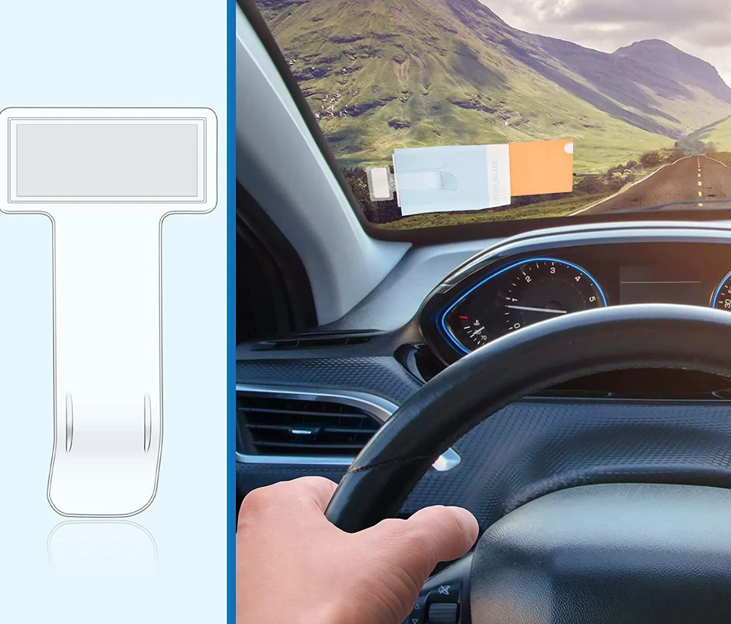 Voarge Uchwyt na bilet parkingowy, 5 sztuk, przezroczysty uchwyt na przednią szybę samochodu, uchwyt na bilet, przezroczysty uchwyt samochodowy, klips informacyjny, uchwyt na paszport