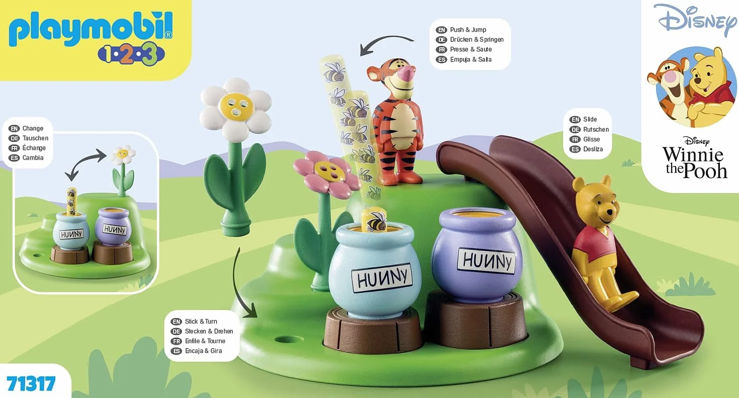 PLAYMOBIL 71317 1.2.3 & Disney: Pszczeli ogród Kubusia Puchatka i Tygrysa, zabawka edukacyjna dla maluchów, od 12 miesięcy