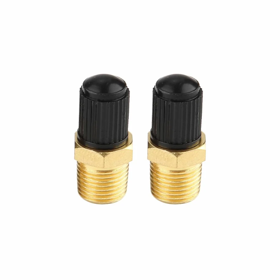 Zawór sprężarki powietrza-Duokon 2 szt. 1/8 "zawór NPT MPT, mosiężny automatyczny zawór napełniania zbiornika do samochodu (czarny + złoty)
