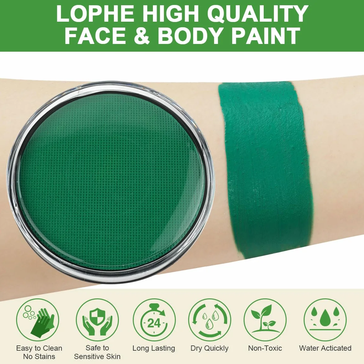 LOPHE Water Color Makijaż, 30 g, wegańskie farby do malowania ciała dla dzieci, nadaje się do prania, farba teatralna, farba do ciała, farba do twarzy dla dzieci, do makijażu, karnawału i imprezy