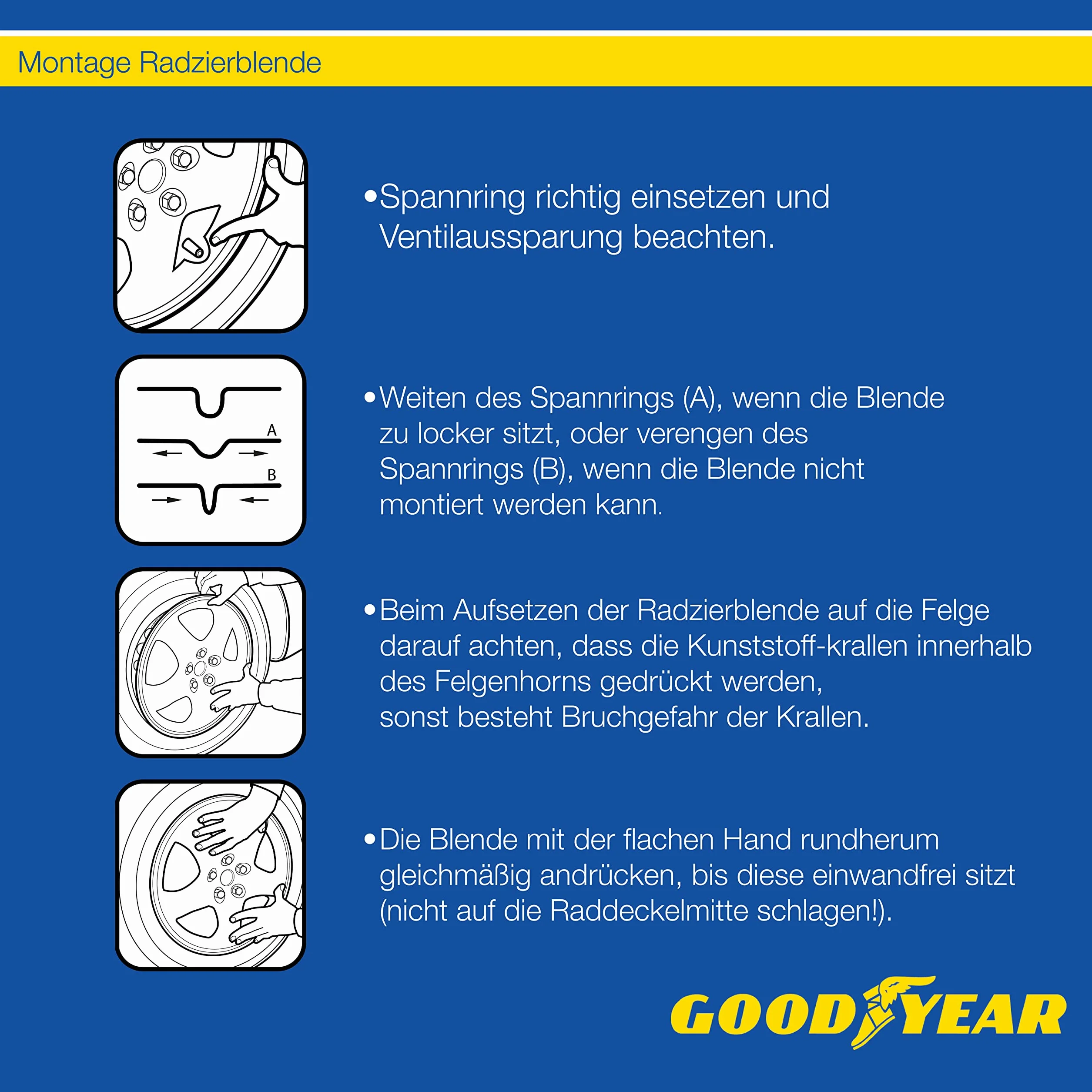 Goodyear Memphis Carbon kołpaki ozdobne 16 cali 40,64 cm czarne srebrne zestaw 4 sztuk