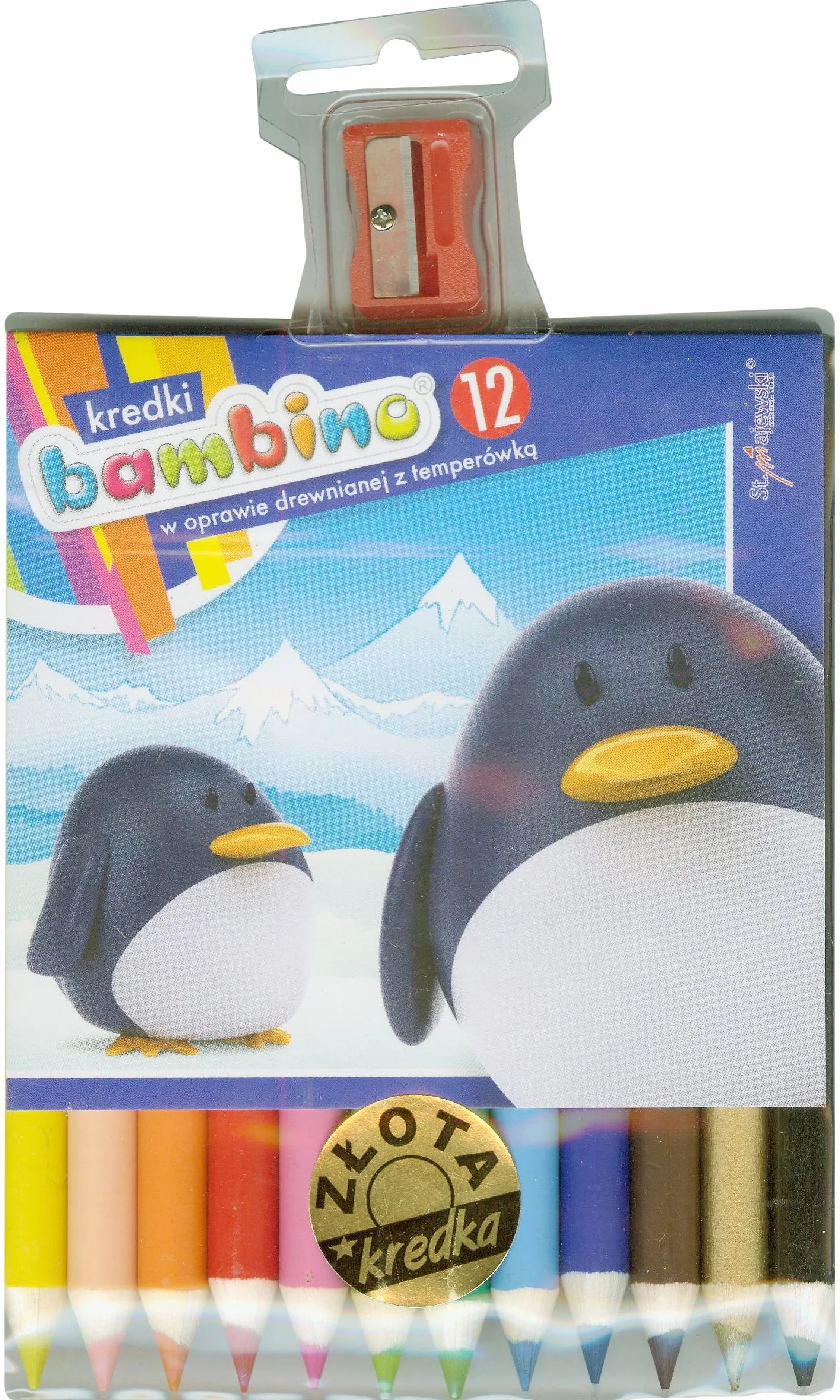 Kredki Bambino drewniane 12 kolorów z temperówka