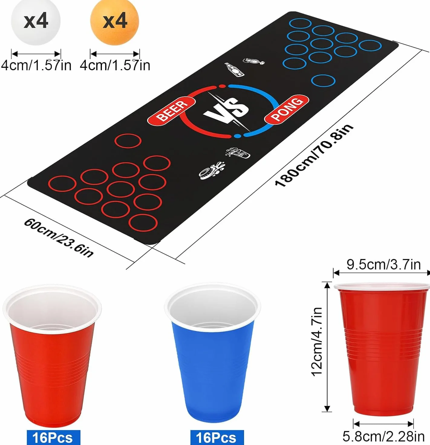 Zestaw kubków piwnych pong