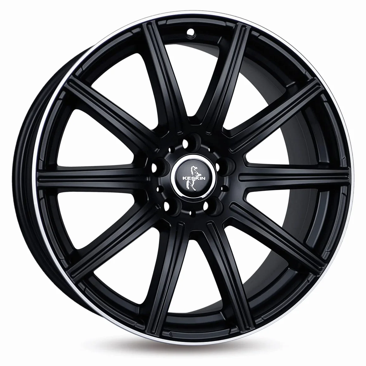 KESKIN KT16 Felgi Aluminiowe 8x18 ET30 5x112 Otwór Centralny 66,60 mm Matowa Czerń z Polerowanym Rantem