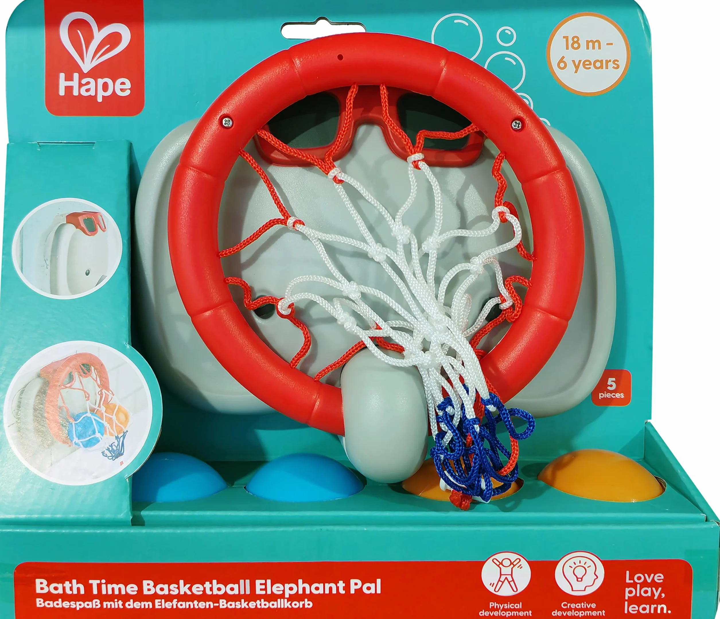 Hape Koszyk do koszykówki - Optyka słonia E0221, Niebieski
