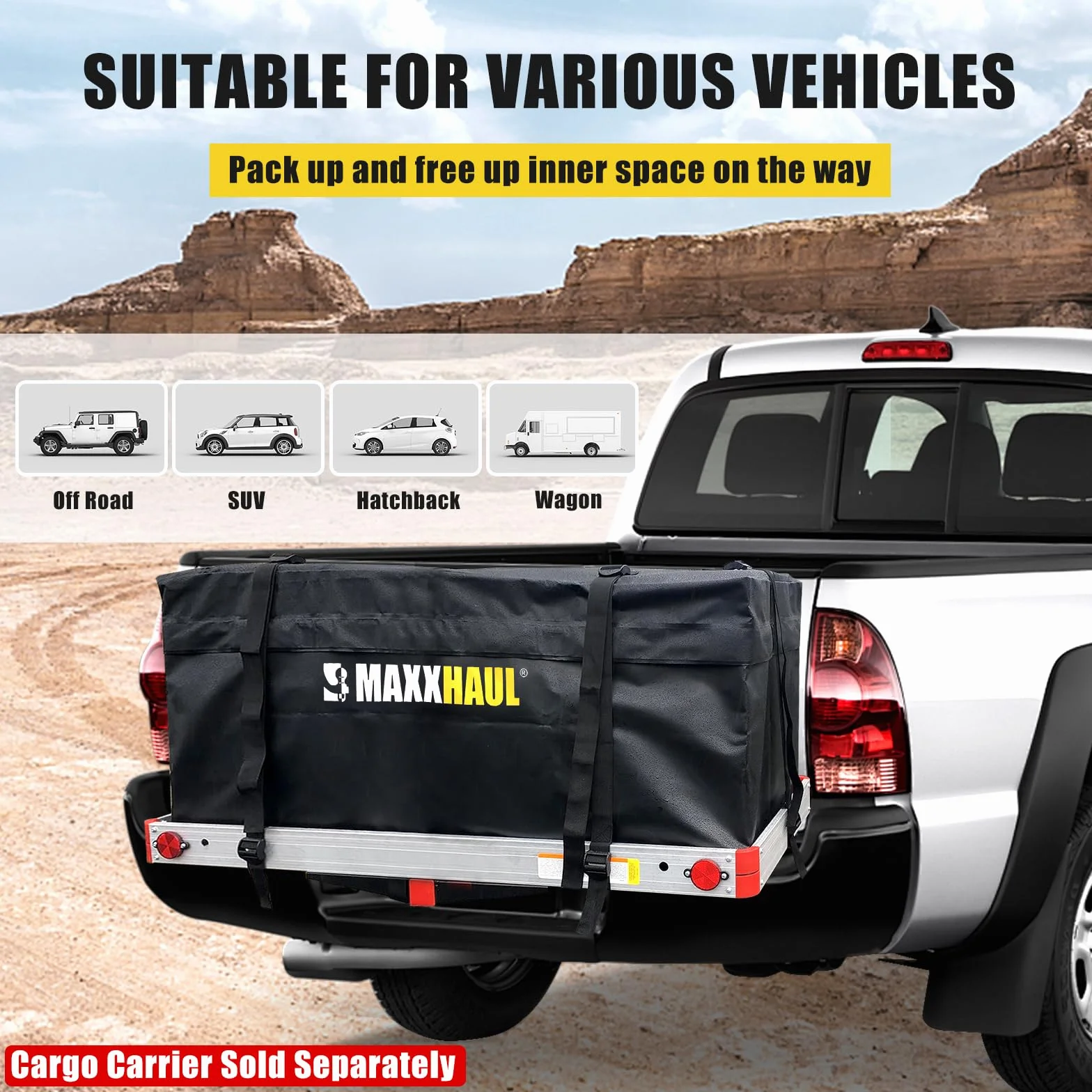 MaxxHaul 70209 Miękka torba transportowa do bagażnika na haku holowniczym 119x50x50 cm czarna