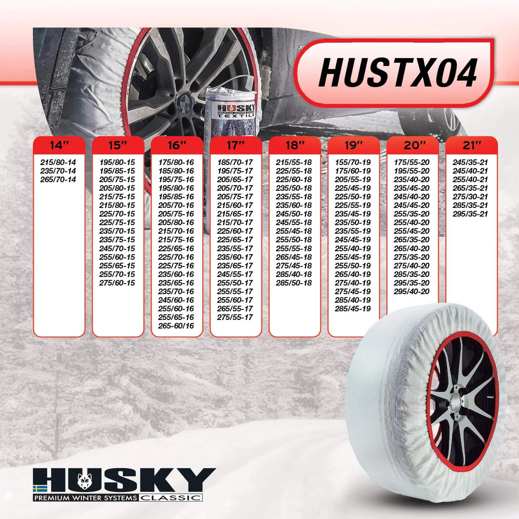 Husky HUSTX04 łańcuchy śniegowe, białe, XL