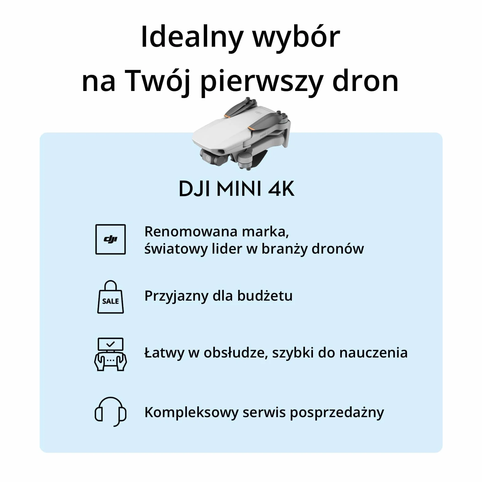 DJI Mini 4K, dron z kamerą 4K UHD dla dorosłych, mniej niż 249 g, 3-os. gimbal, transmisja wideo 10 km, autom. powrót, odporność na wiatr, 1 akumulator dla maks. czasu lotu 31 min., inteligentny lot