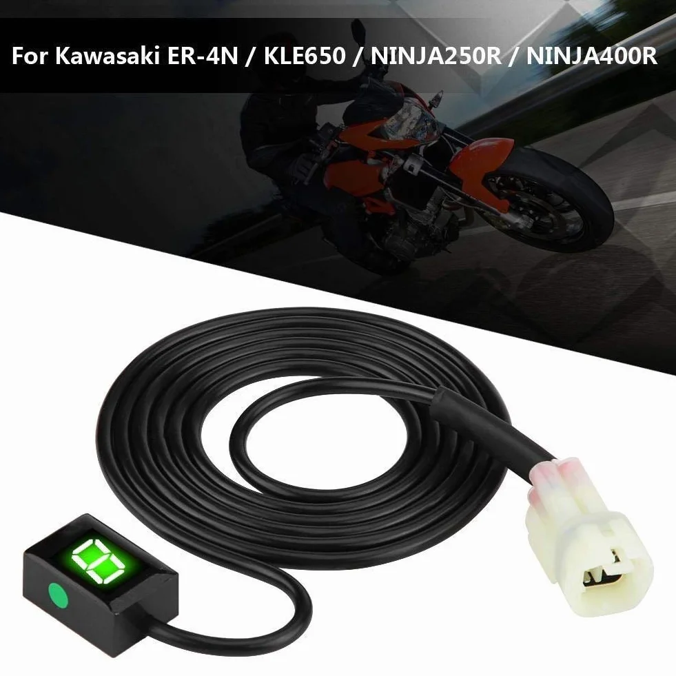 KSTE Wskaźnik biegów motocykla, montaż wtyczki ECU, 6-biegowy cyfrowy wyświetlacz, wskaźnik dźwigni zmiany biegów do Kawasaki