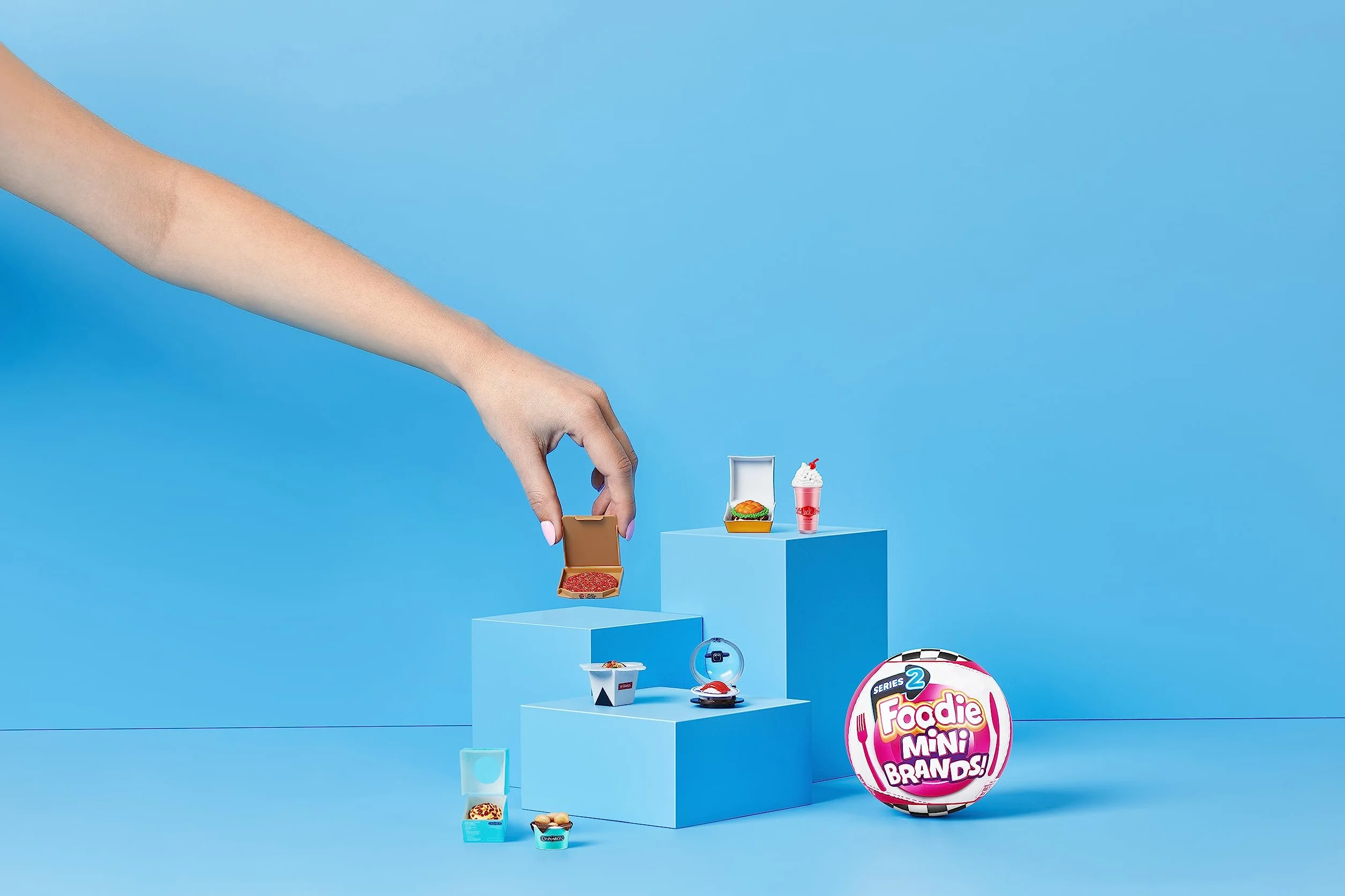 5 niespodzianek Mini Brands Foodie Series 2 (2 sztuki) tajemnicza kapsuła prawdziwe miniaturowe marki kolekcjonerska zabawka, przedmioty kolekcjonerskie, zabawki fast food i akcesoria na zakupy