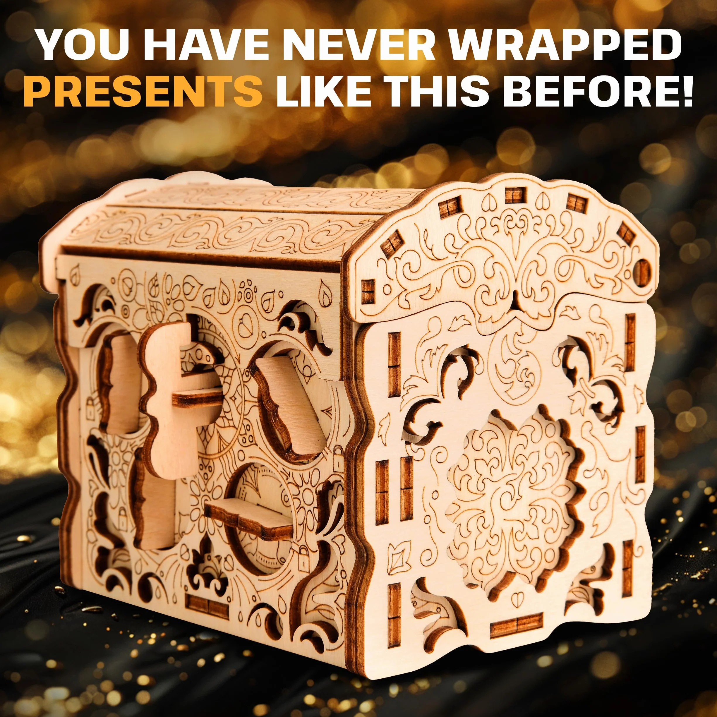 ESC WELT Wooden Secret Treasure Box Puzzle z drewna - kreatywne pudełko prezentowe na pieniądze, bony, karty podarunkowe - drewniane pudełko 3D - pudełko prezentowe dla młodzieży i dorosłych -