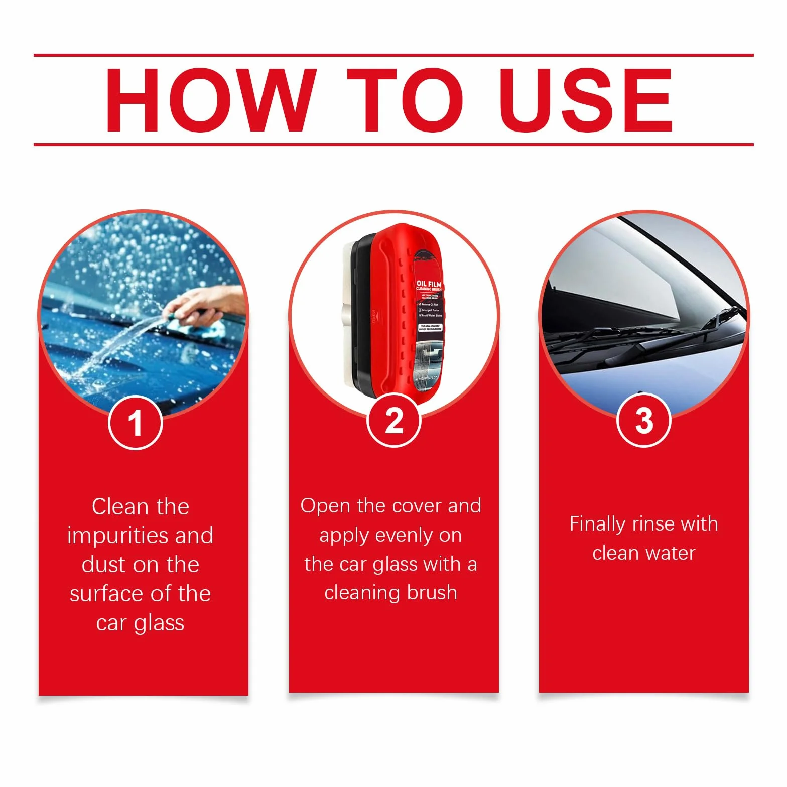 Automotive Oil Film Cleaning Brush, Hydrofobowa powłoka przedniej szyby, Powerful Car Glass Oil Film Stain Emover, Automotive Oil Film Cleaning Brush, płyn do czyszczenia folii olejowej Szkło, 01