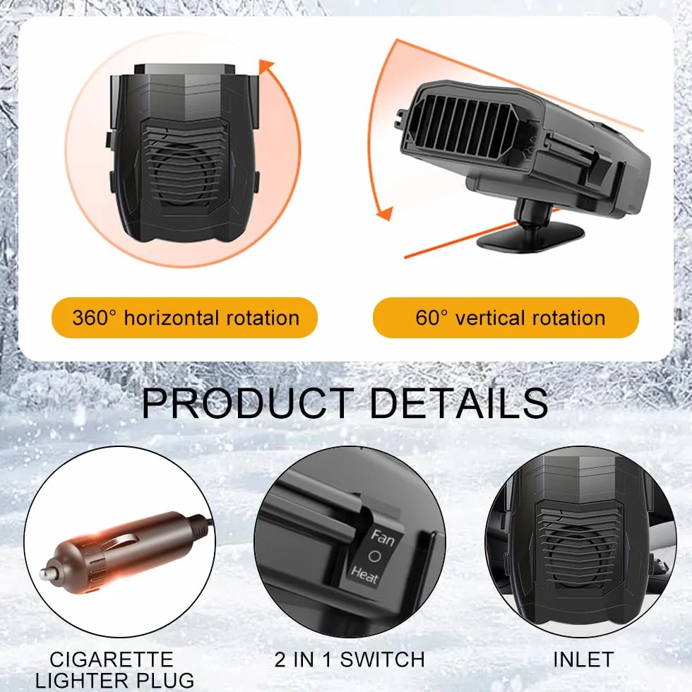 Ogrzewanie samochodowe 2 w 1 12V 150W 360° do samochodu SUV Van