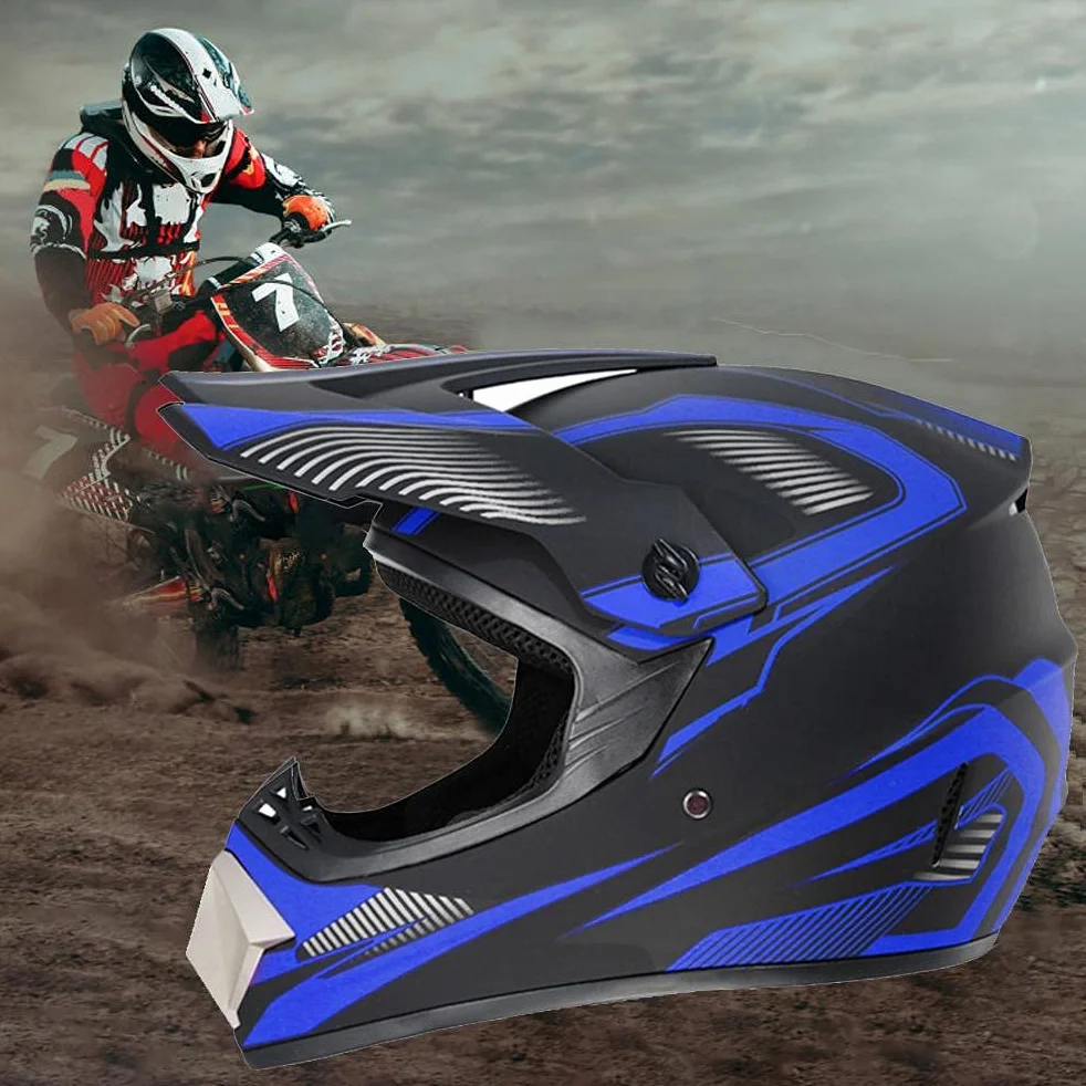 HAOXU Kask motocrossowy z goglami na twarz, maska na całą twarz, kask MTB Off-Road Electric Dirt Bike Motorcyccle/Mountain Bike kask dla dorosłych dzieci