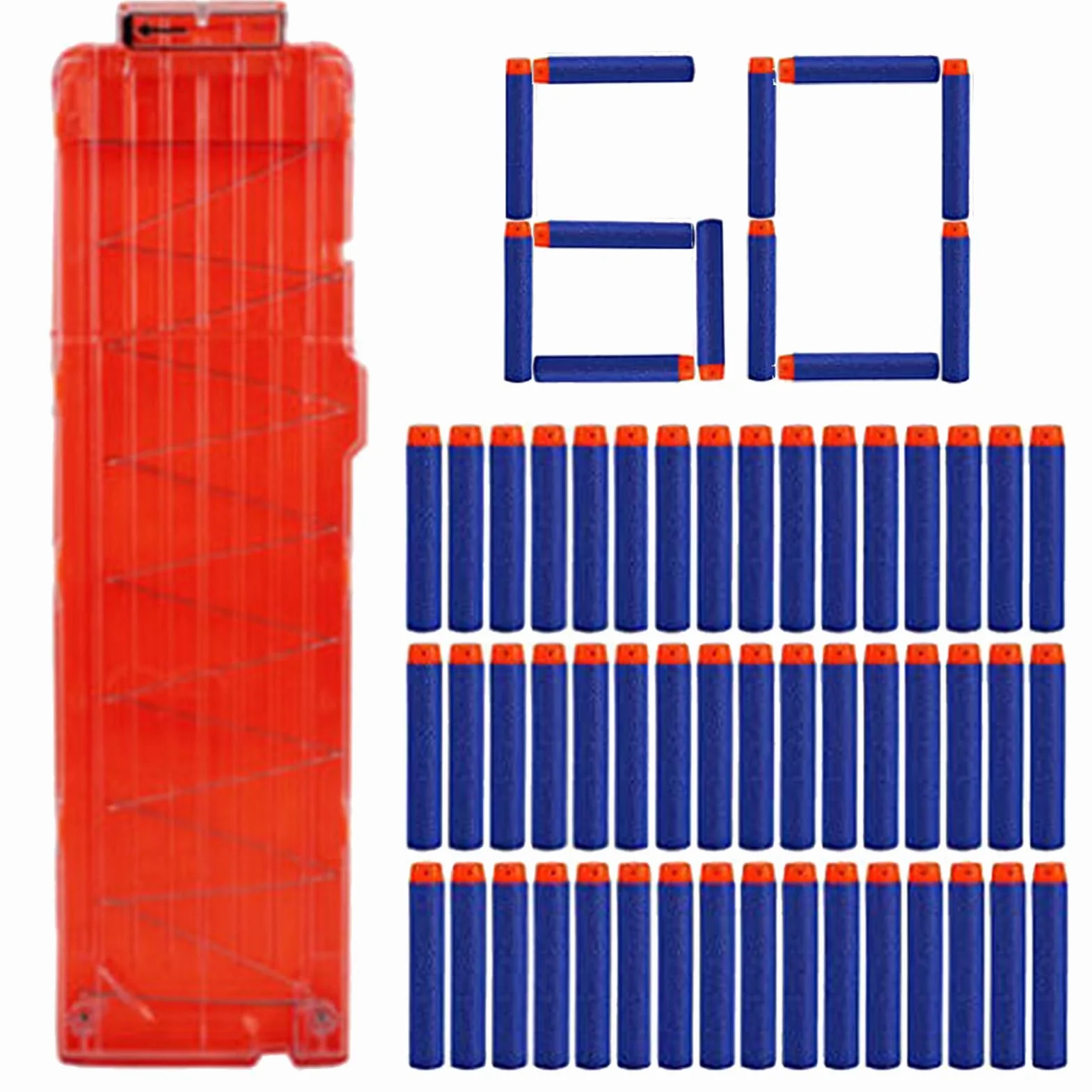 1 szt. Nerf Soft Bullet Gun akcesoria kompatybilne z czasopismami z klipsem, 18 sztuk, szybkozłączka, 60 szt., 7,2 cm, Eva Elite, pusta głowa, zabawka