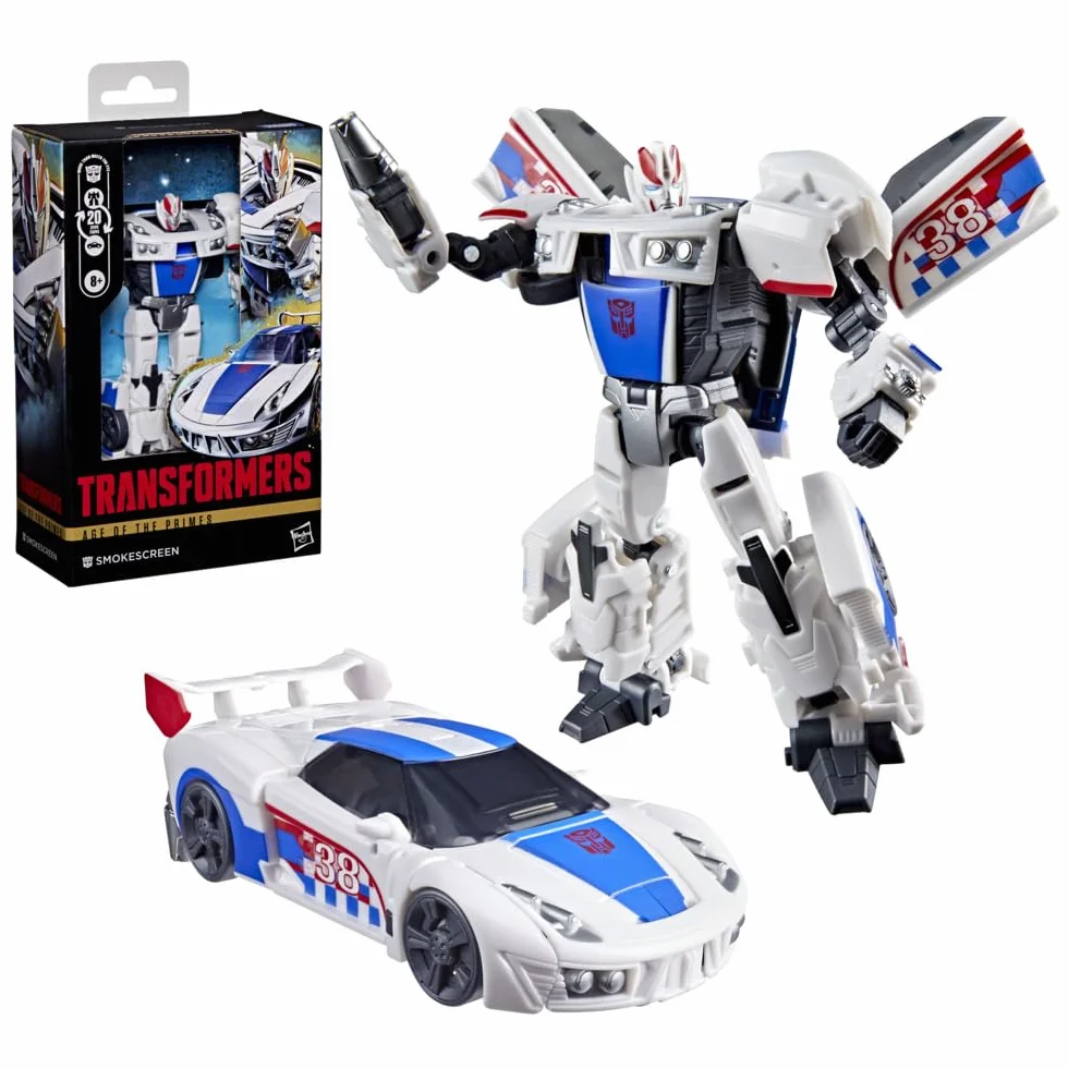 Smokescreen z kolekcji Transformers: Age of the Primes, 13-centymetrowa przekształcająca się figurka klasy Deluxe, zabawkowe roboty dla dzieci w wieku od 8 lat