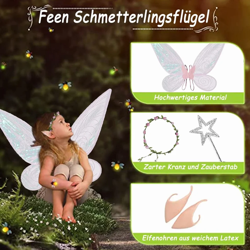 HIQE-FL Fairy Wings,Fairy Wings for Girls,Fairy Wings Women,Wróżki Skrzydła dla dorosłych,Skrzydła anioła
